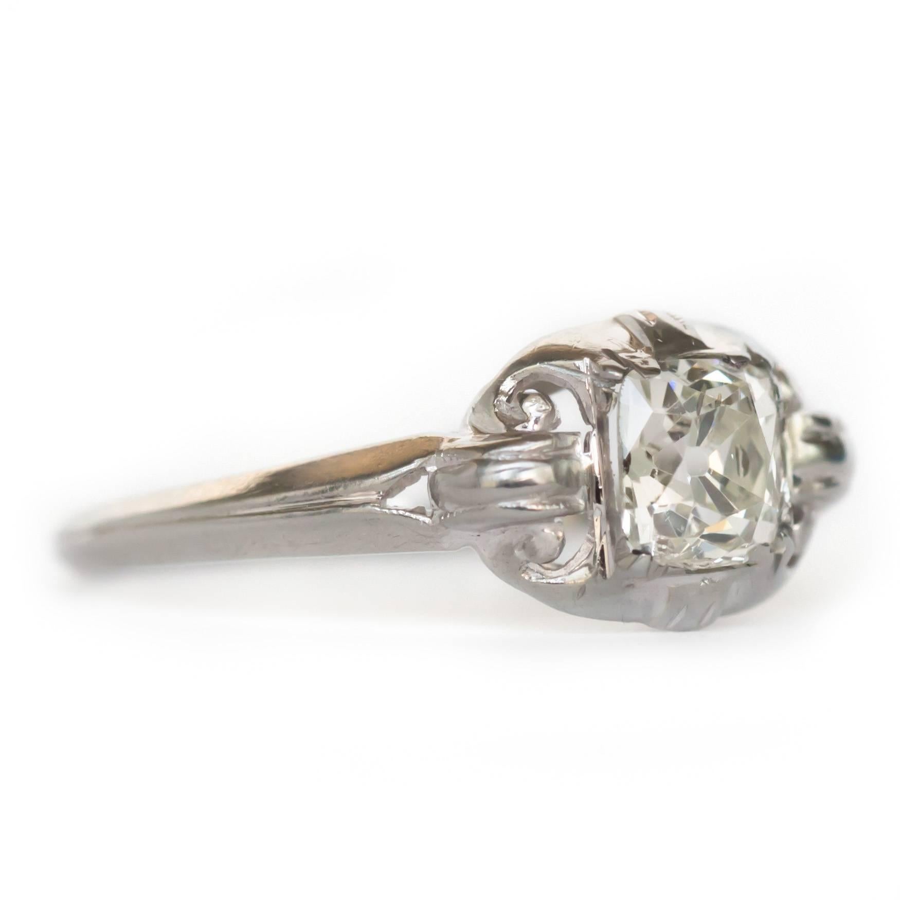 Edwardian GIA Certified 0.57 Carat Diamond White Gold Engagement Ring For Sale