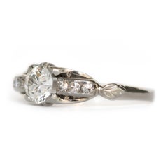 GIA Certified 0.49 Carat Diamond White Gold Engagement Ring