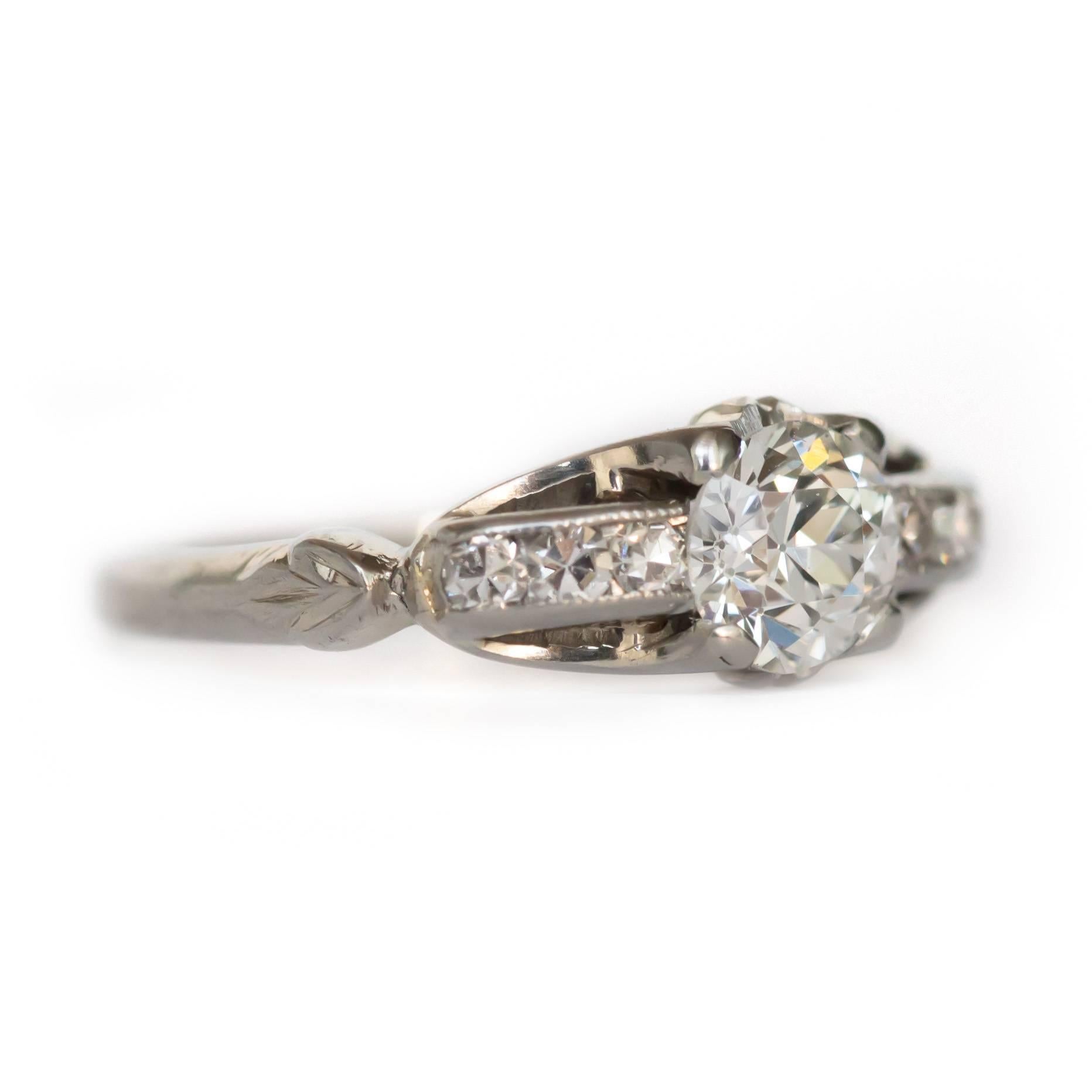Edoardiano Anello di fidanzamento in oro bianco con diamante certificato GIA da 0.49 carati in vendita