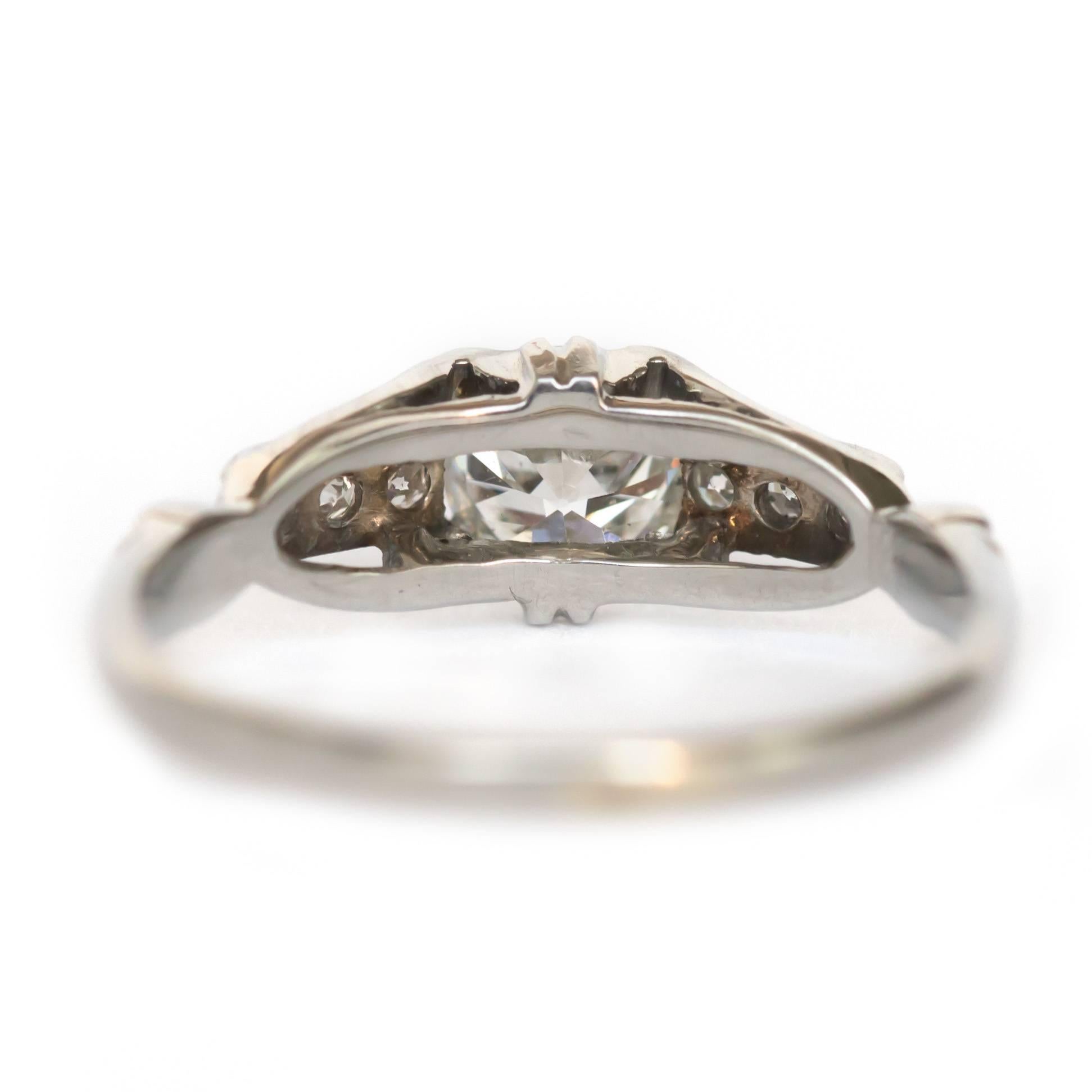 Edwardian GIA Certified 0.49 Carat Diamond White Gold Engagement Ring For Sale