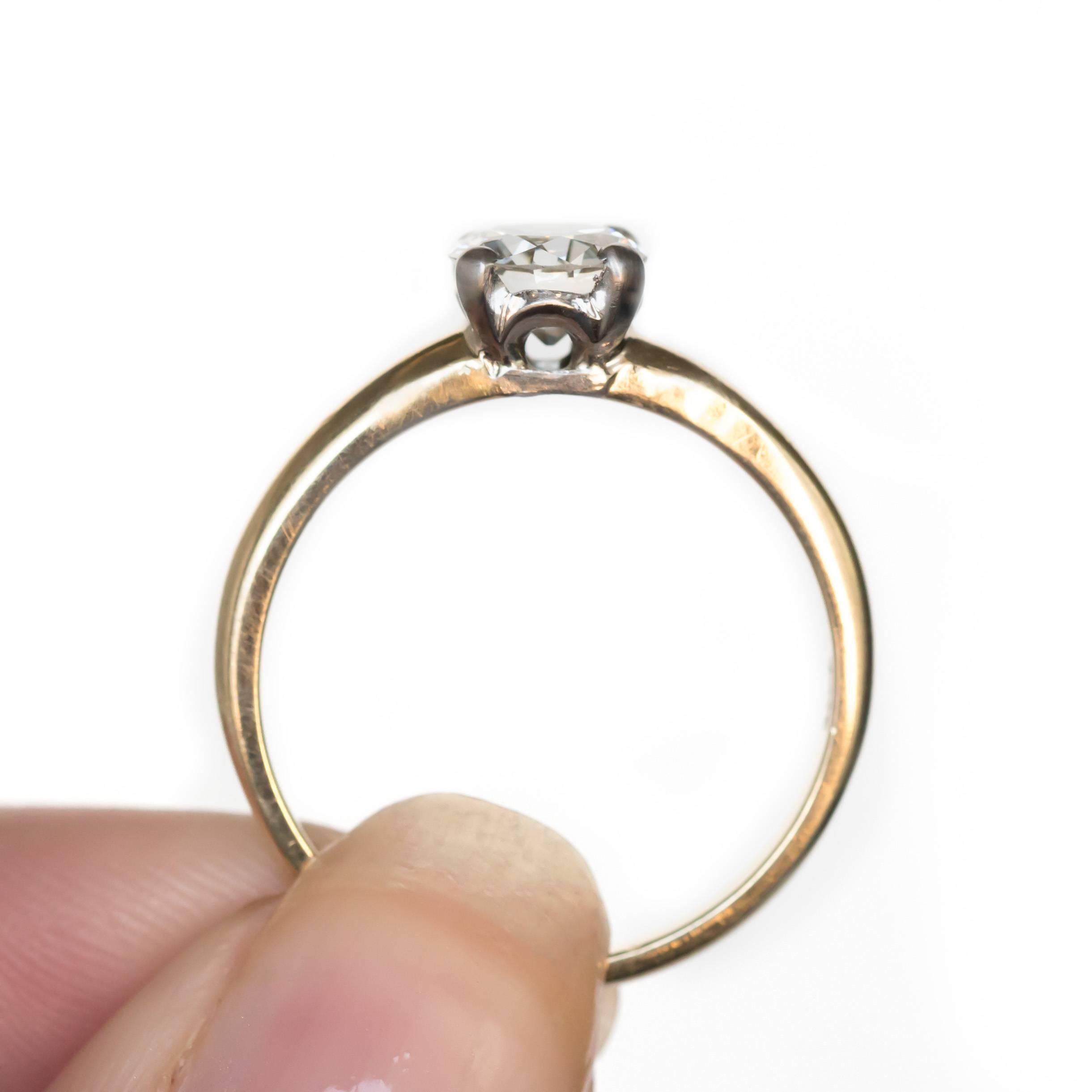 Retro GIA Certified 0.95 Carat Diamond Platinum and Yellow Gold Engagement Ring