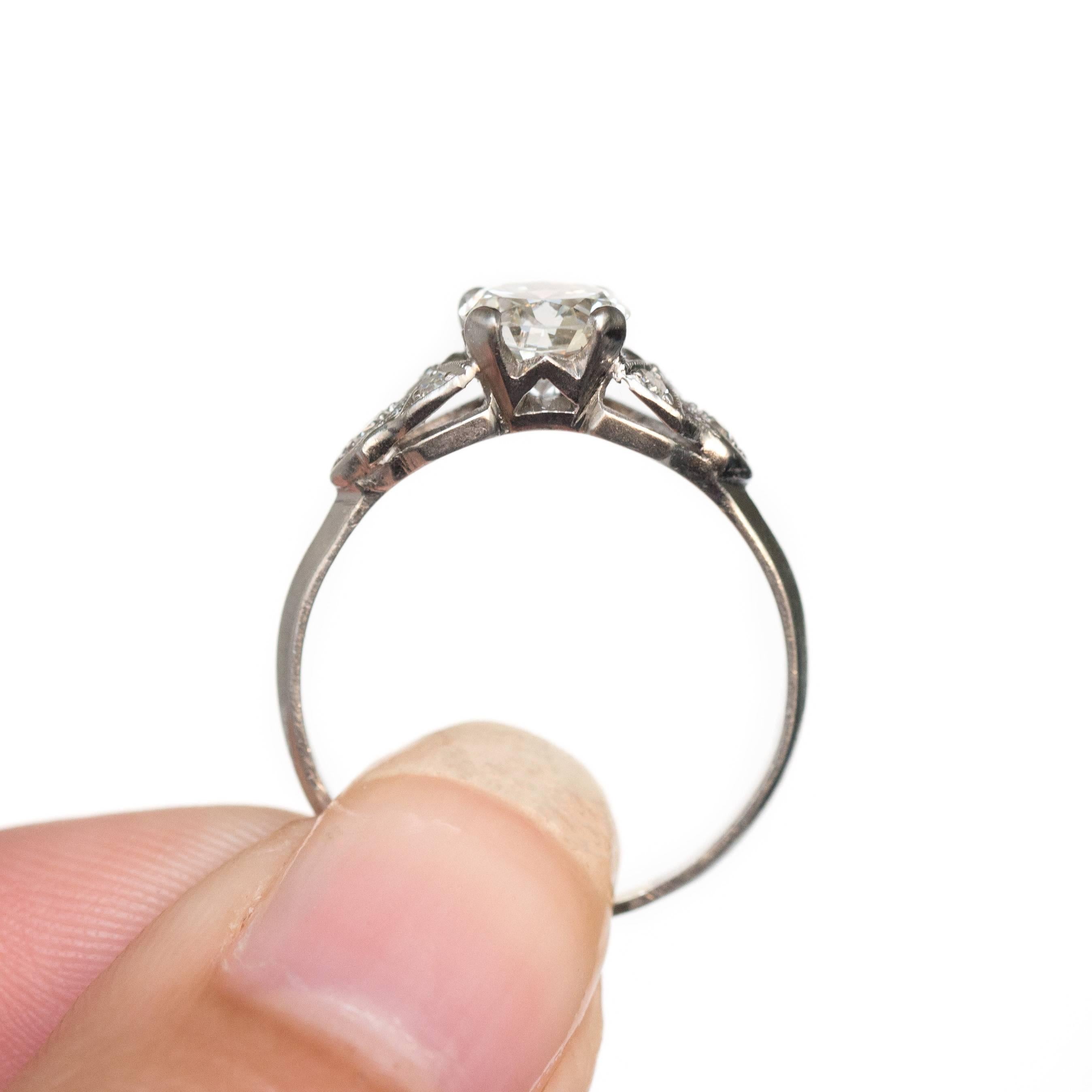 Art Deco GIA Certified 0.87 Carat Diamond Platinum Engagement Ring For Sale