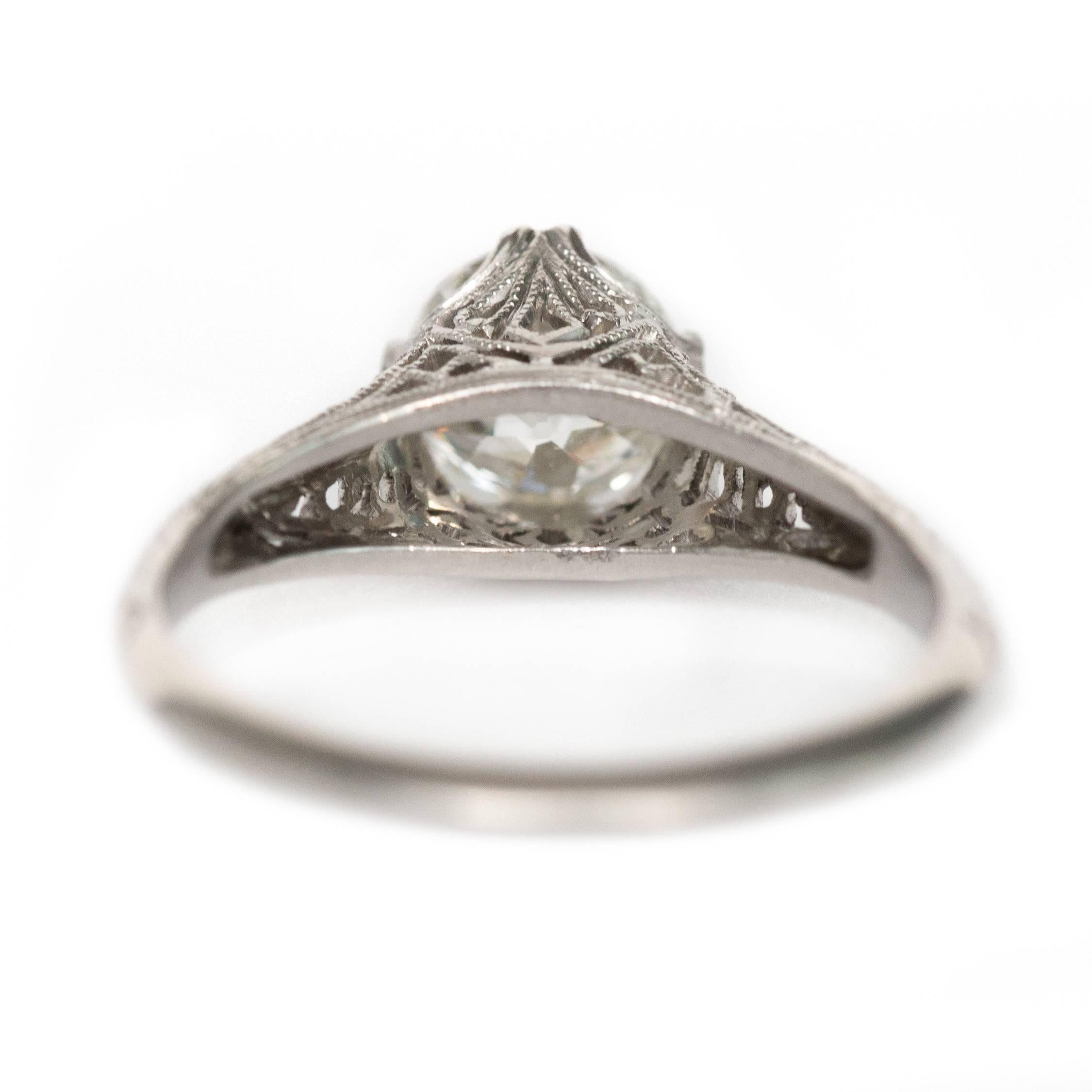 Taille vieille Europe Bague de fiançailles en platine avec diamant de 1,24 carat en vente