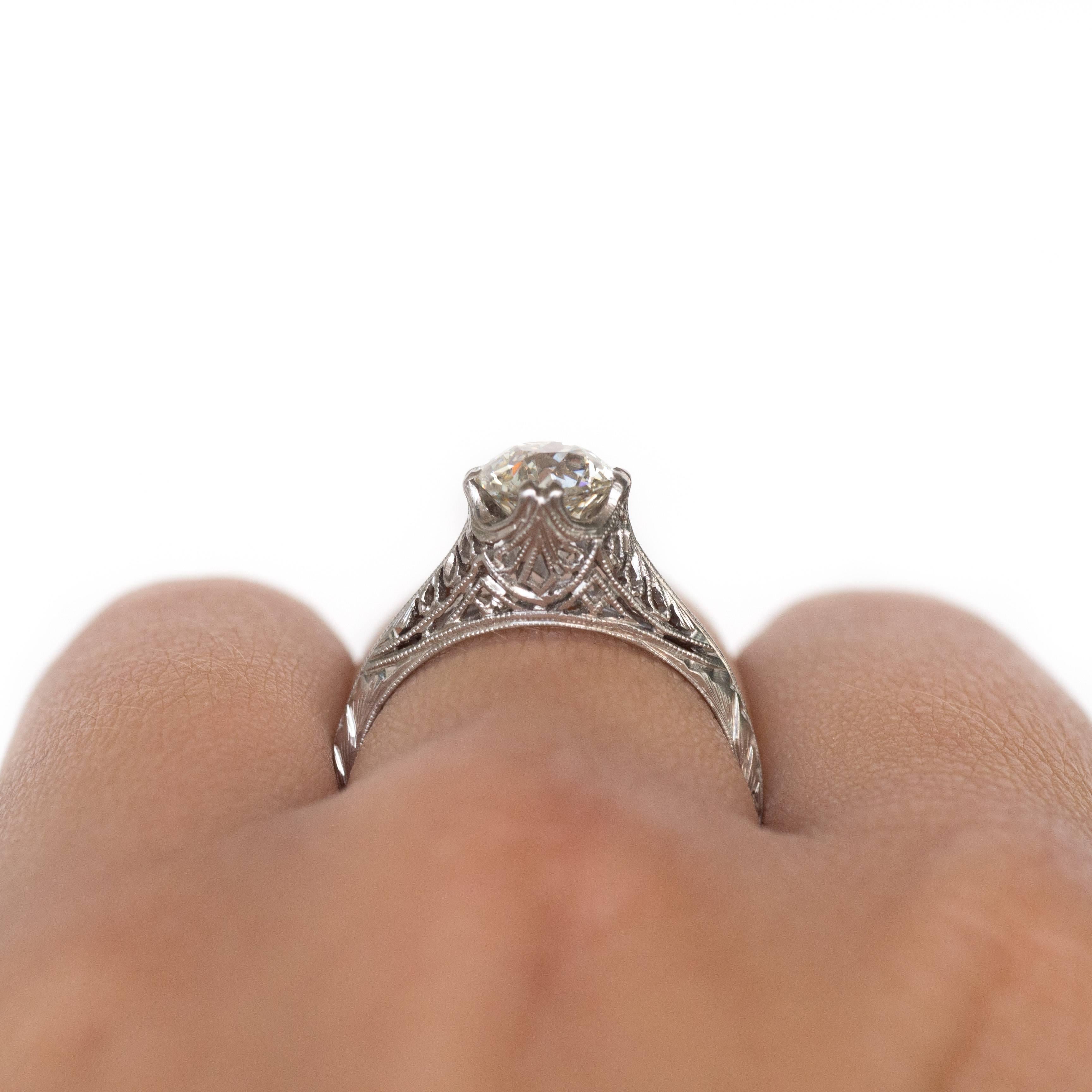 Bague de fiançailles en platine avec diamant de 1,24 carat en vente 2