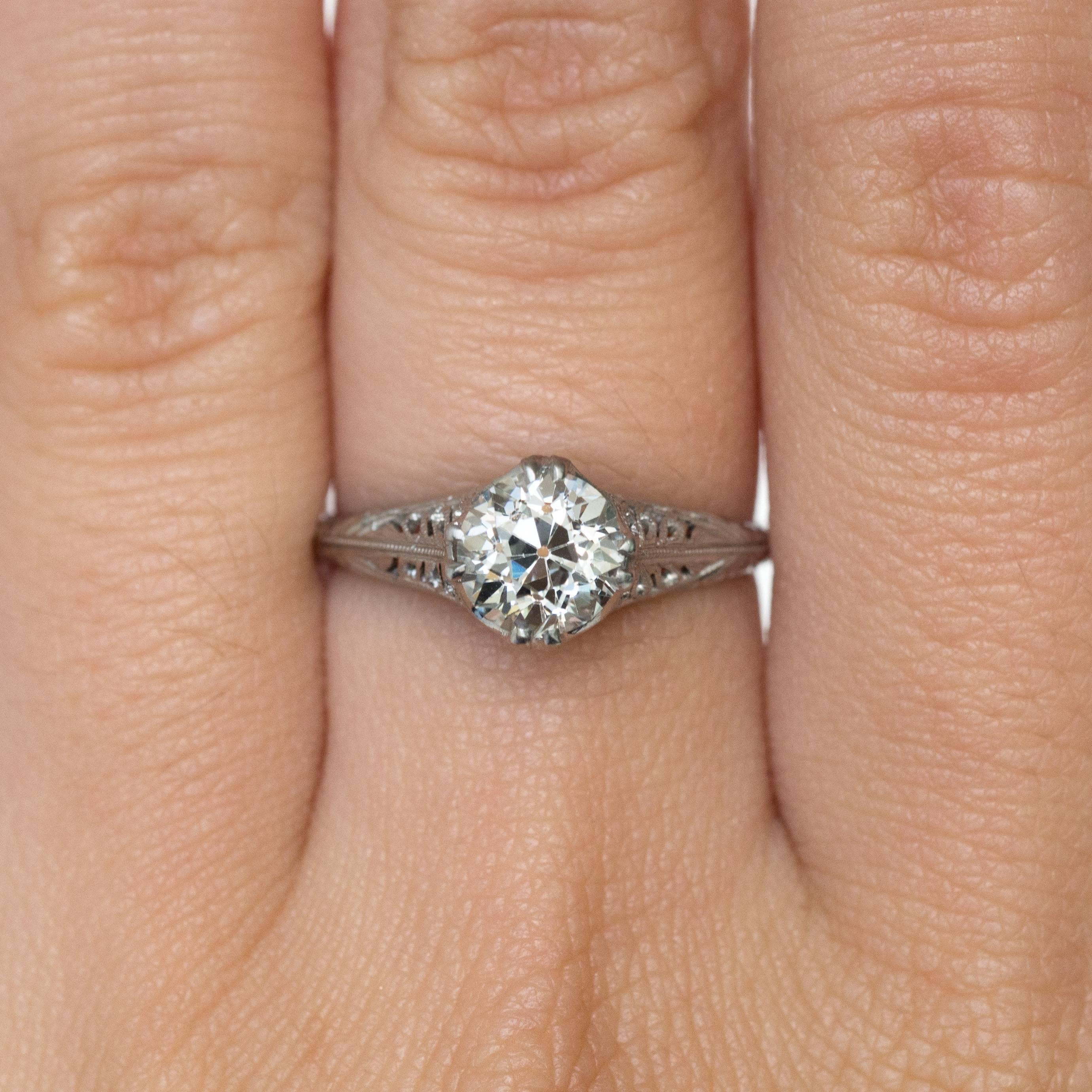 Edwardian 1.24 Carat Diamond Platinum Engagement Ring For Sale
