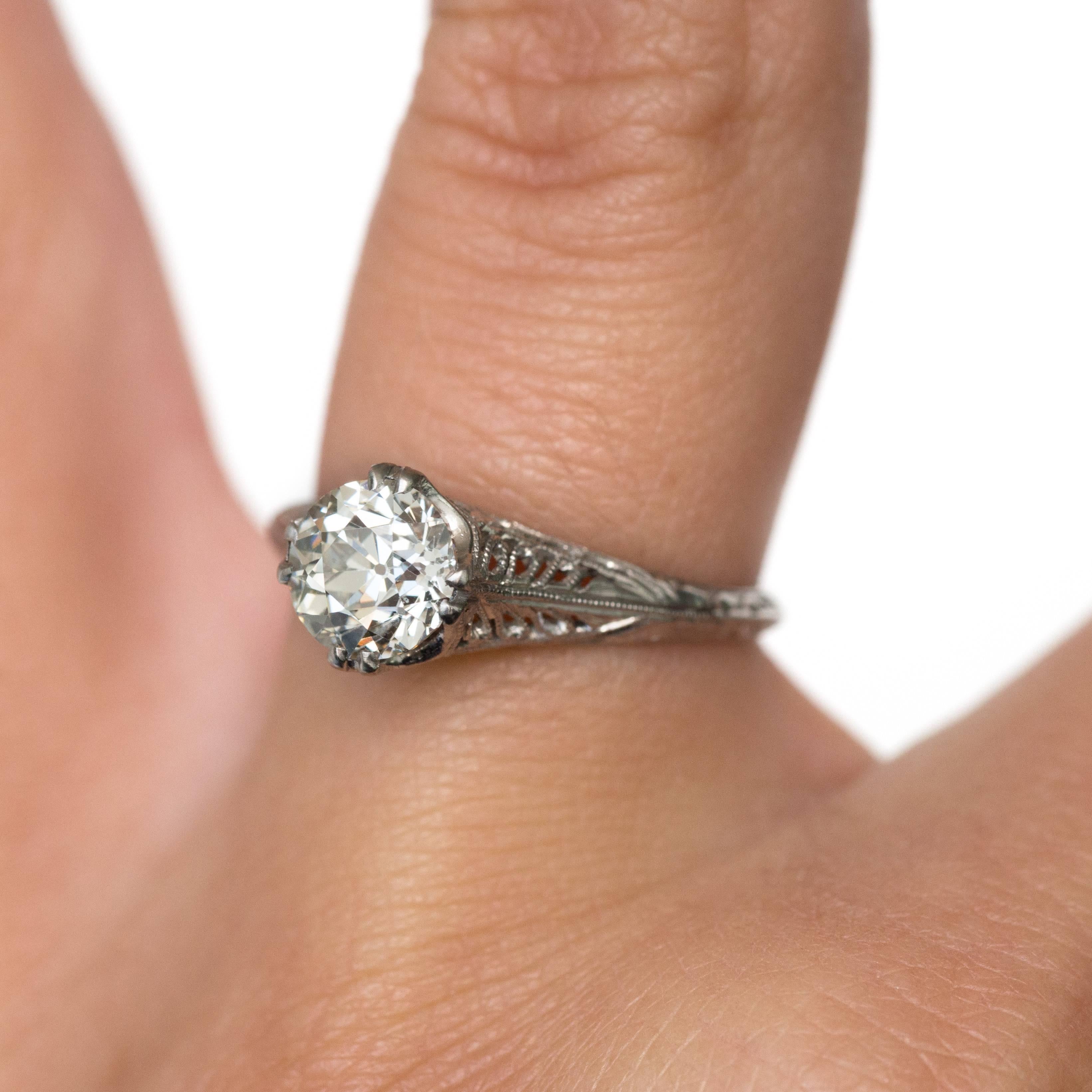 Old European Cut 1.24 Carat Diamond Platinum Engagement Ring For Sale