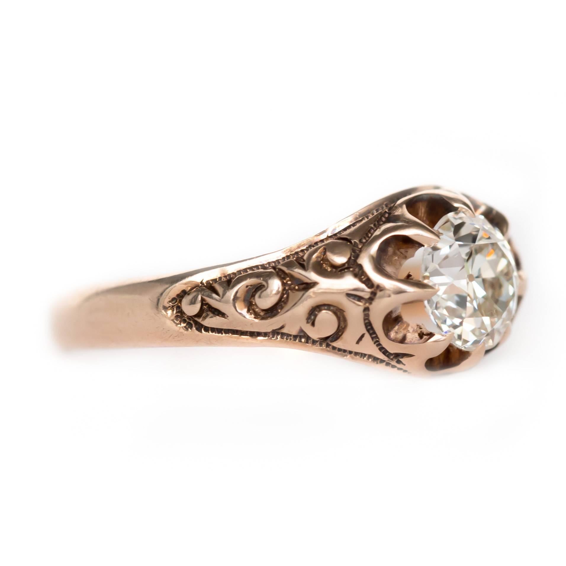 Victorian GIA Certified 0.62 Carat Diamond Rose Gold Engagement Ring