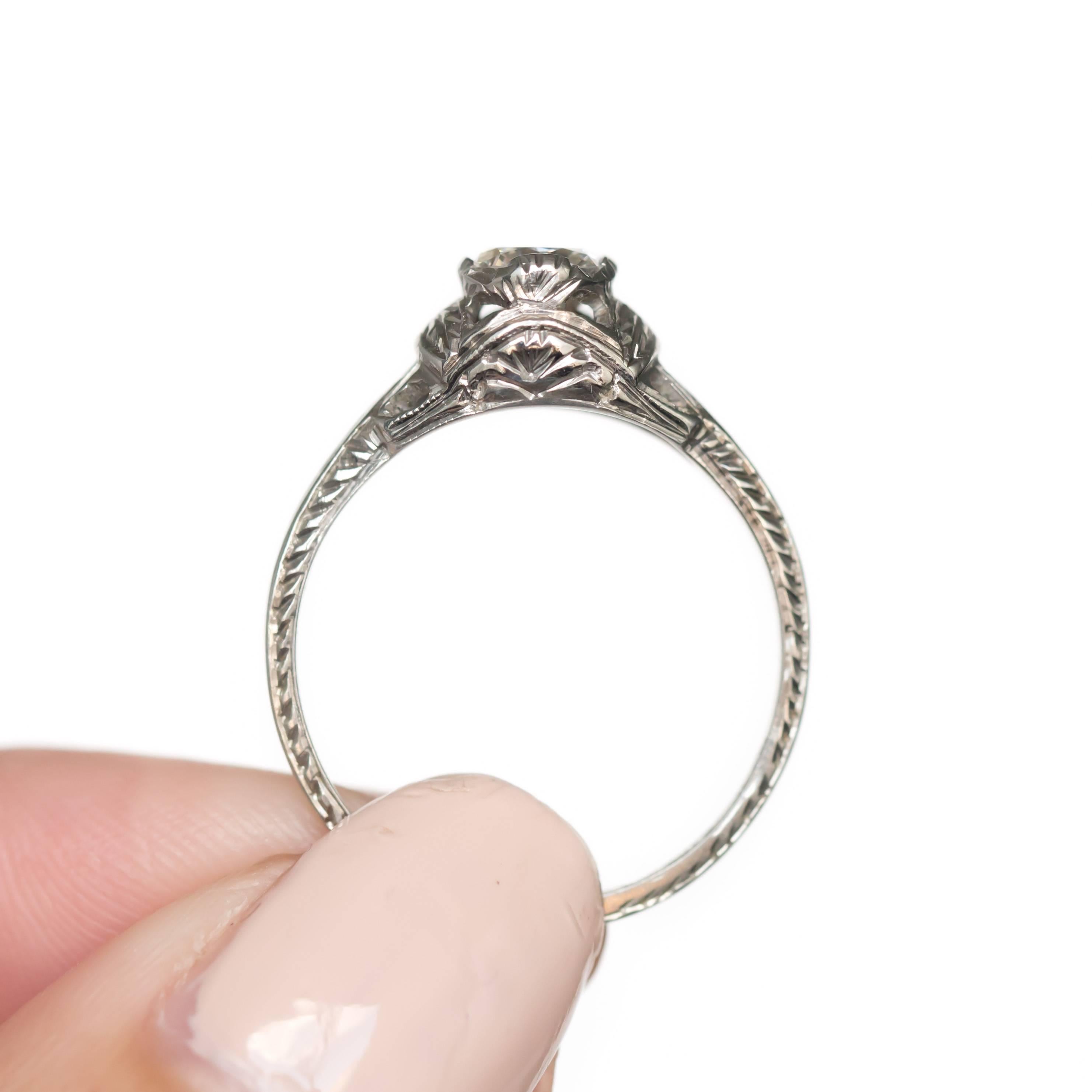 Art Deco GIA Certified 0.48 Carat Diamond Platinum Engagement Ring For Sale