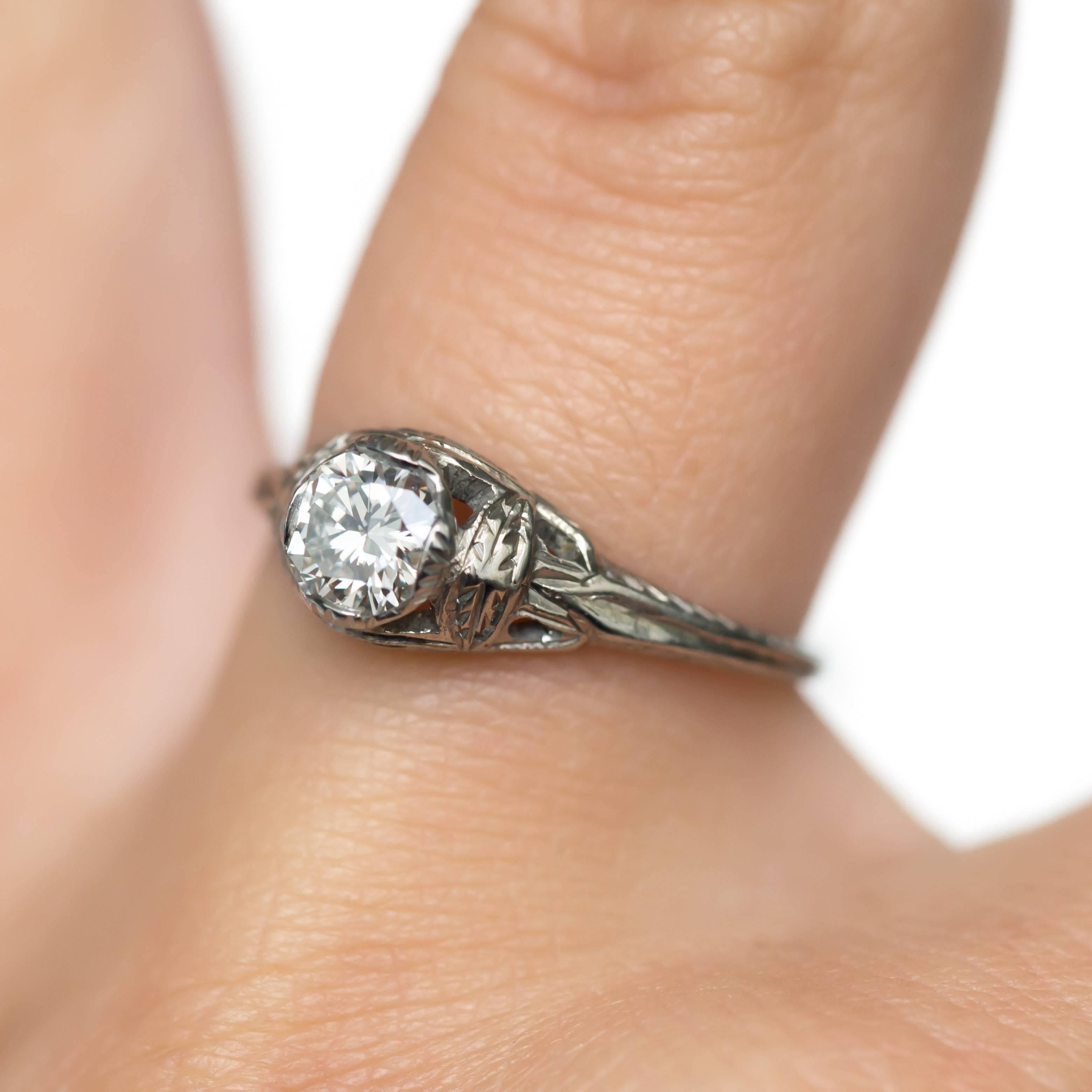 Women's GIA Certified 0.48 Carat Diamond Platinum Engagement Ring For Sale