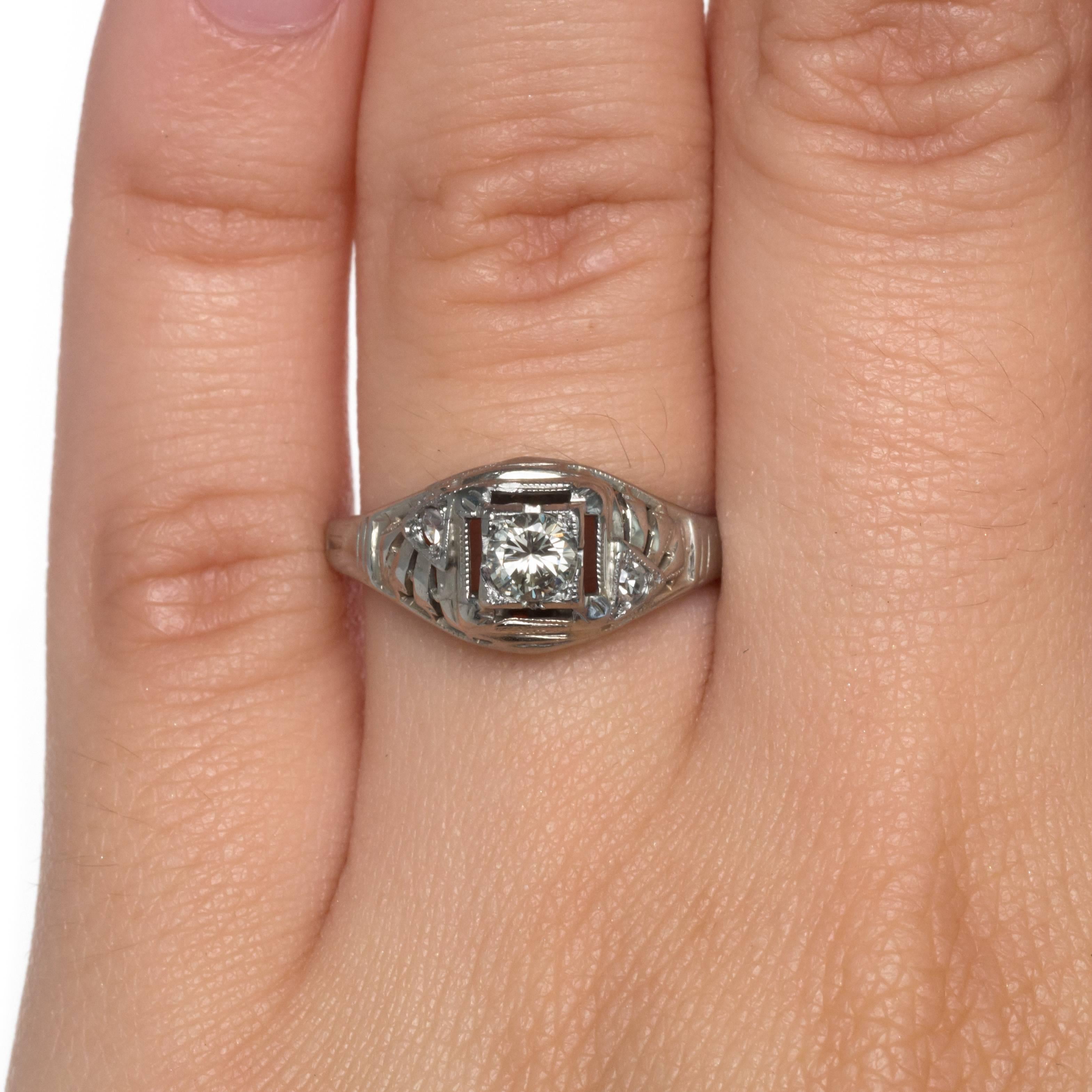 Edwardian .20 Carat Diamond White Gold Engagement Ring For Sale