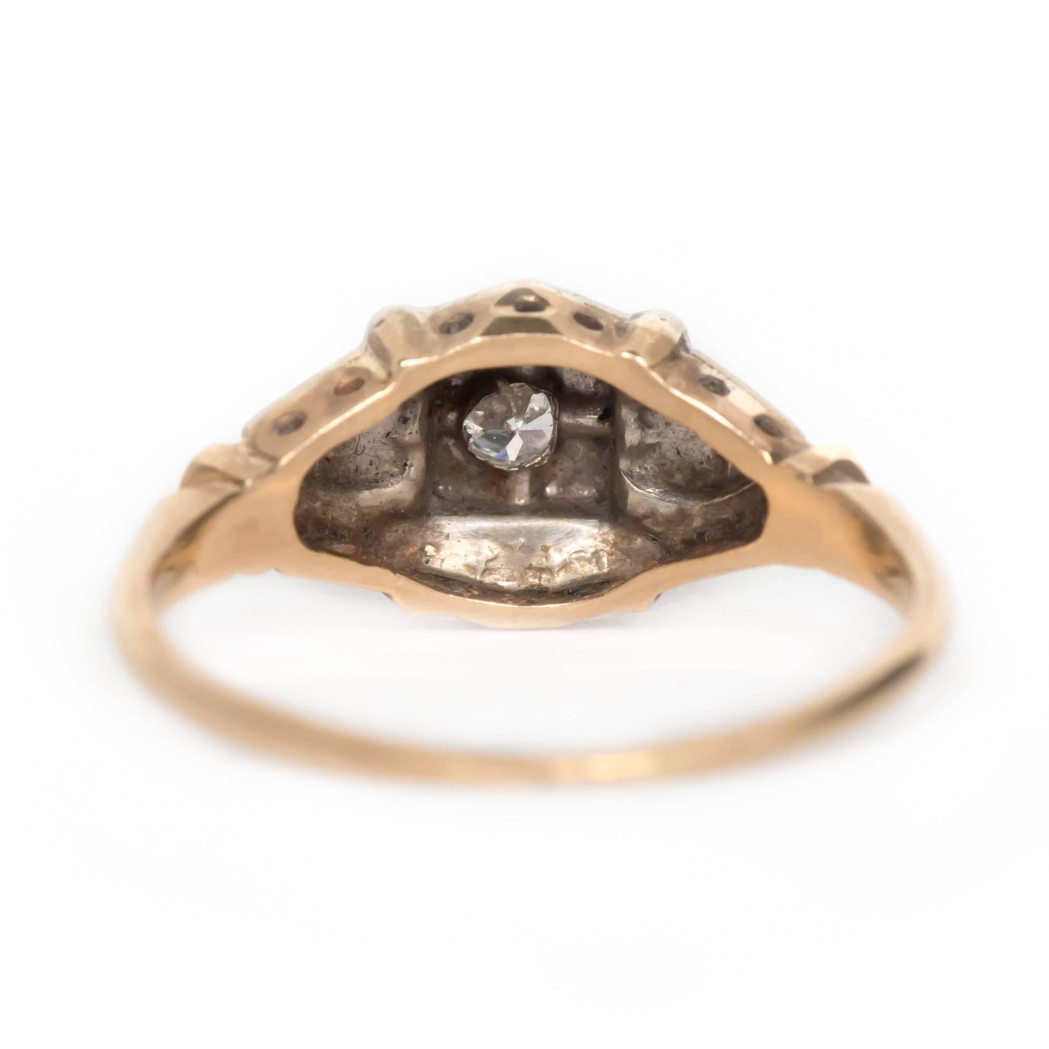 0,04 Karat Diamant-Verlobungsring aus Gelbgold und Weißgold im Zustand „Hervorragend“ im Angebot in Hicksville, NY