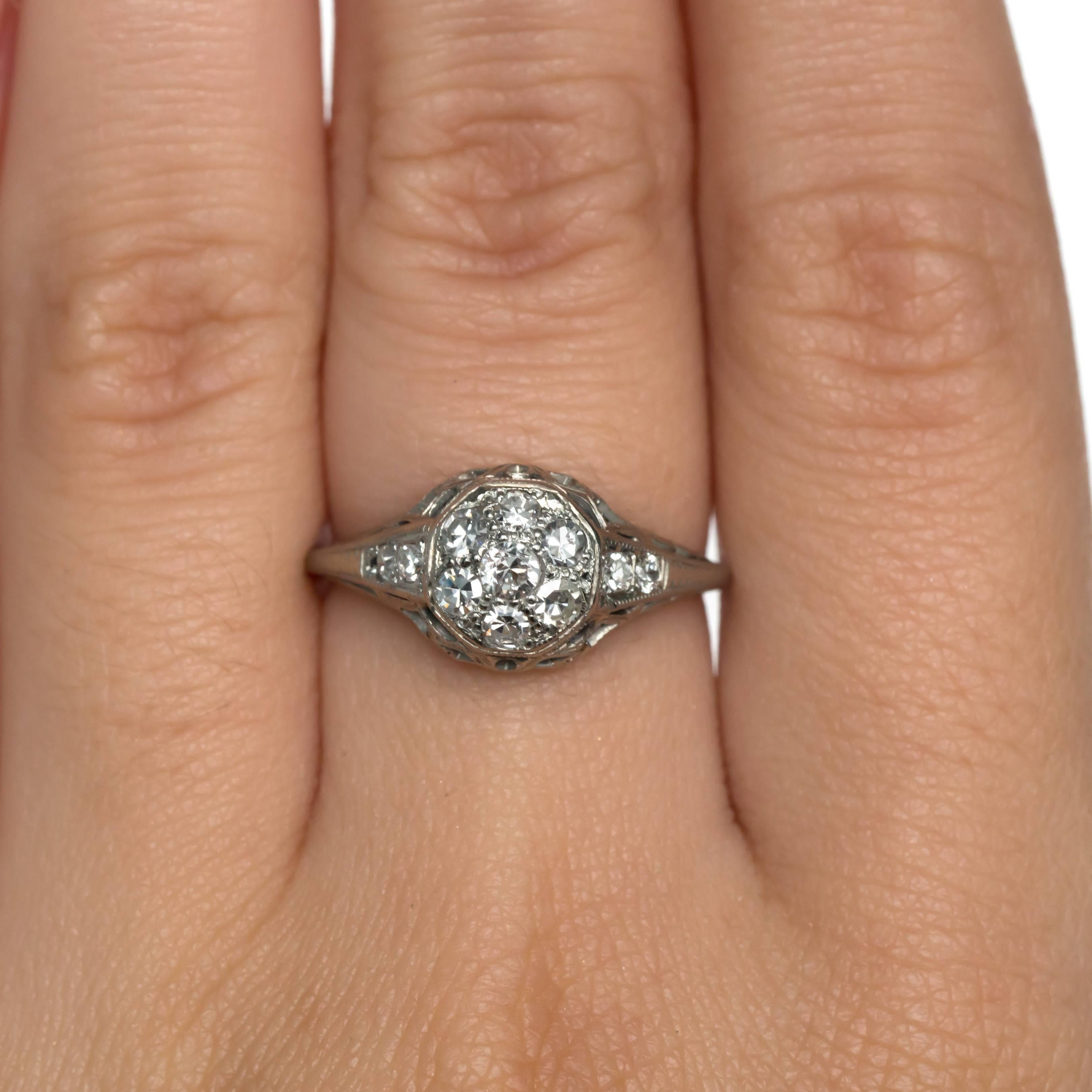 Art Deco .25 Carat Total Weight Diamond White Gold Engagement Ring For Sale