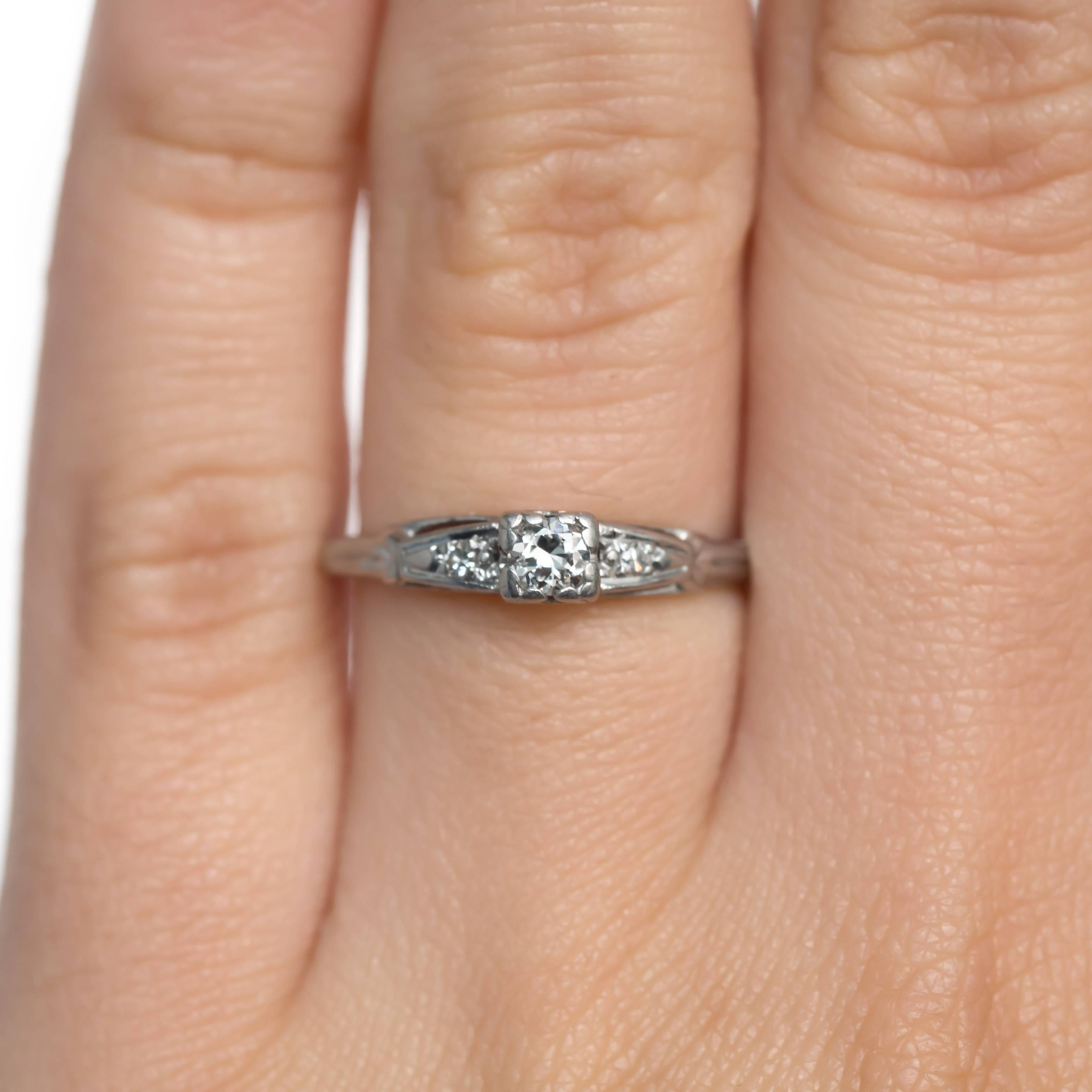 Art Deco .10 Carat Diamond Platinum Engagement Ring For Sale