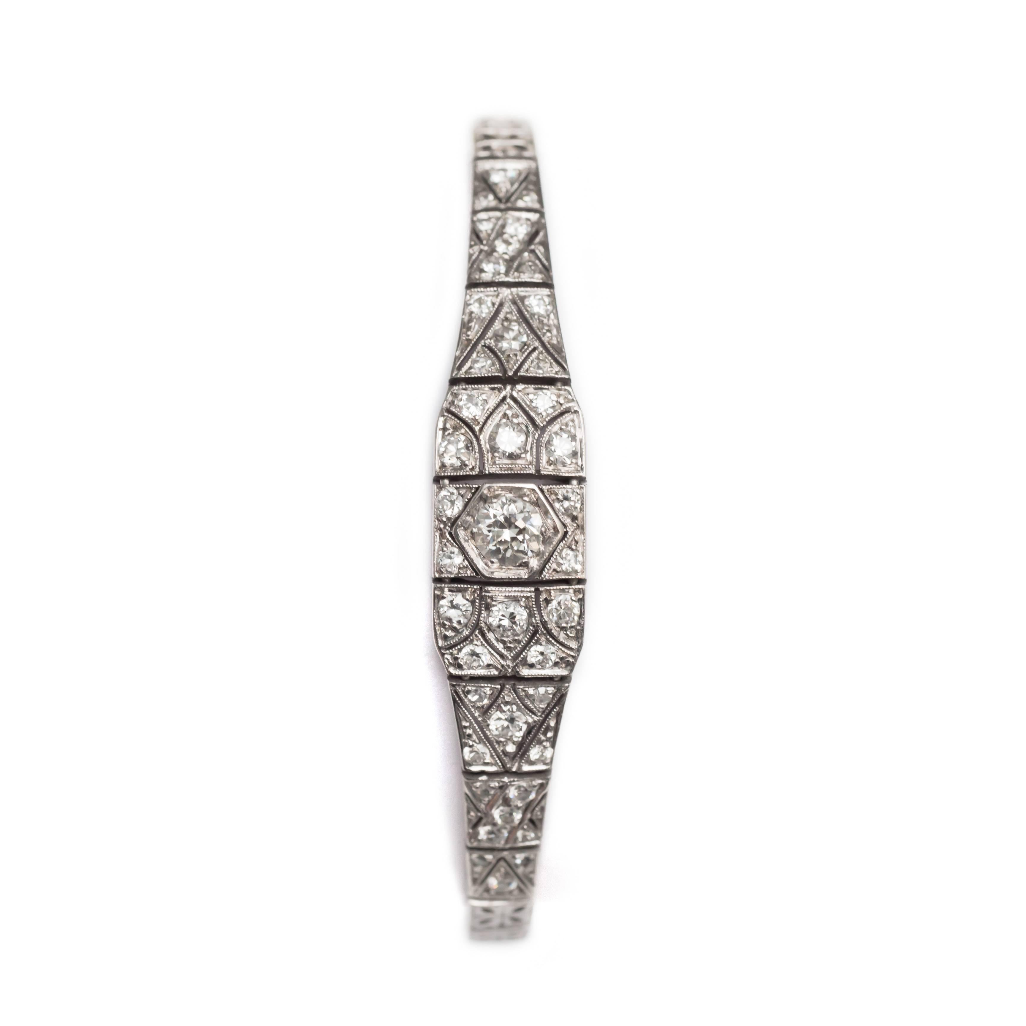 Art Deco 1.00 Carat, Total Weight Diamond Platinum Bracelet