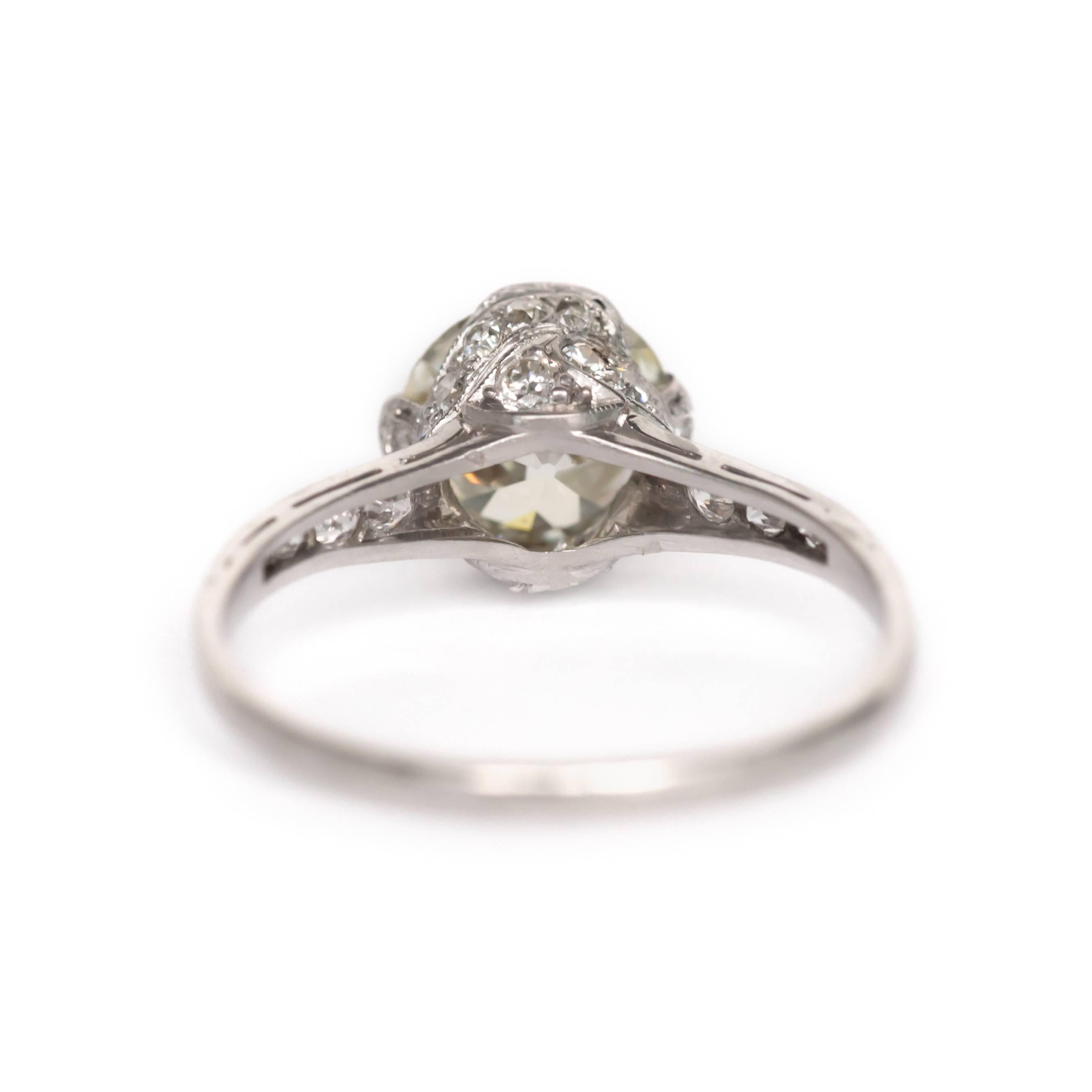 2.01 Carat Diamond Platinum Engagement Ring In Excellent Condition In Atlanta, GA
