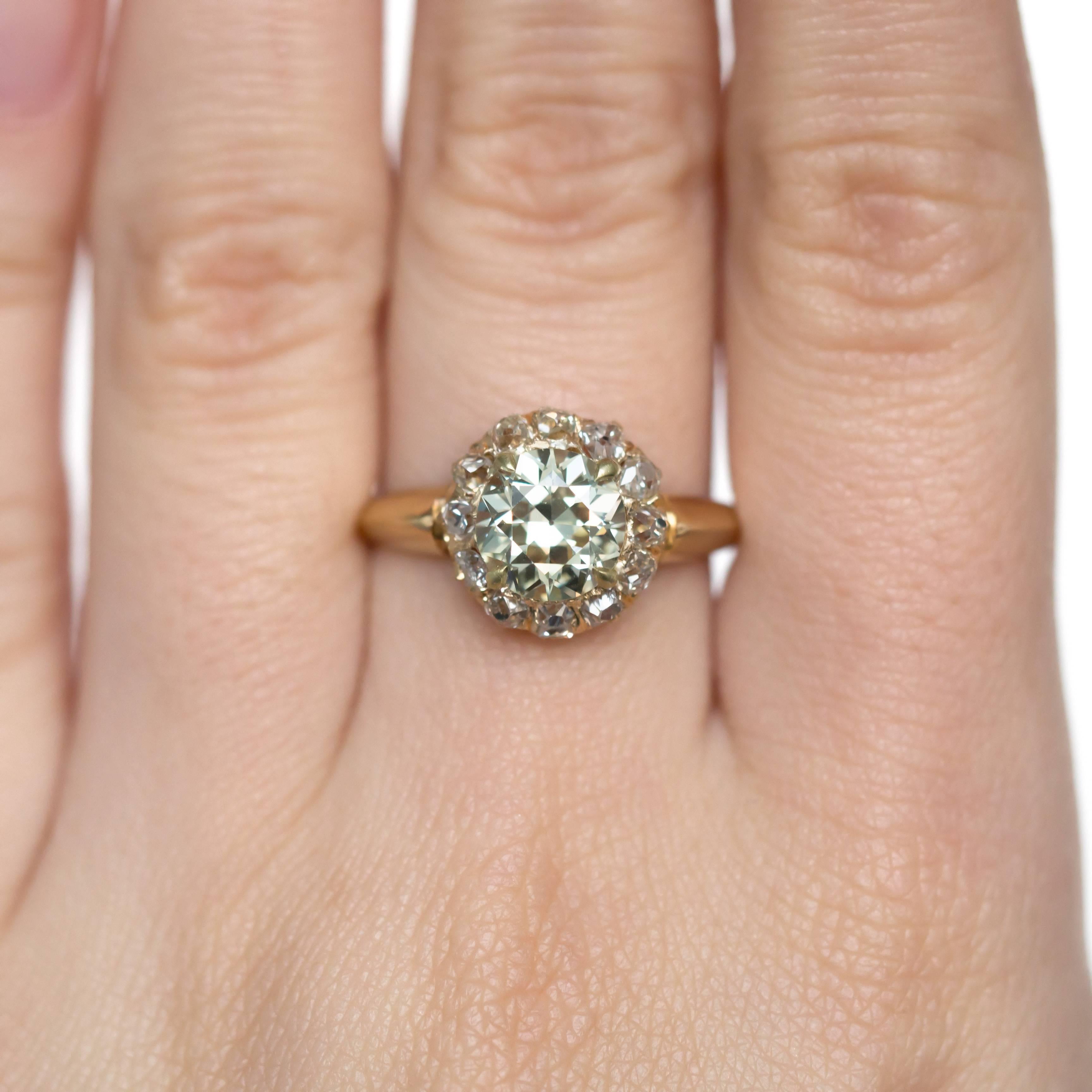 1.75 Carat Diamond Yellow Gold Engagement Ring In Excellent Condition In Atlanta, GA