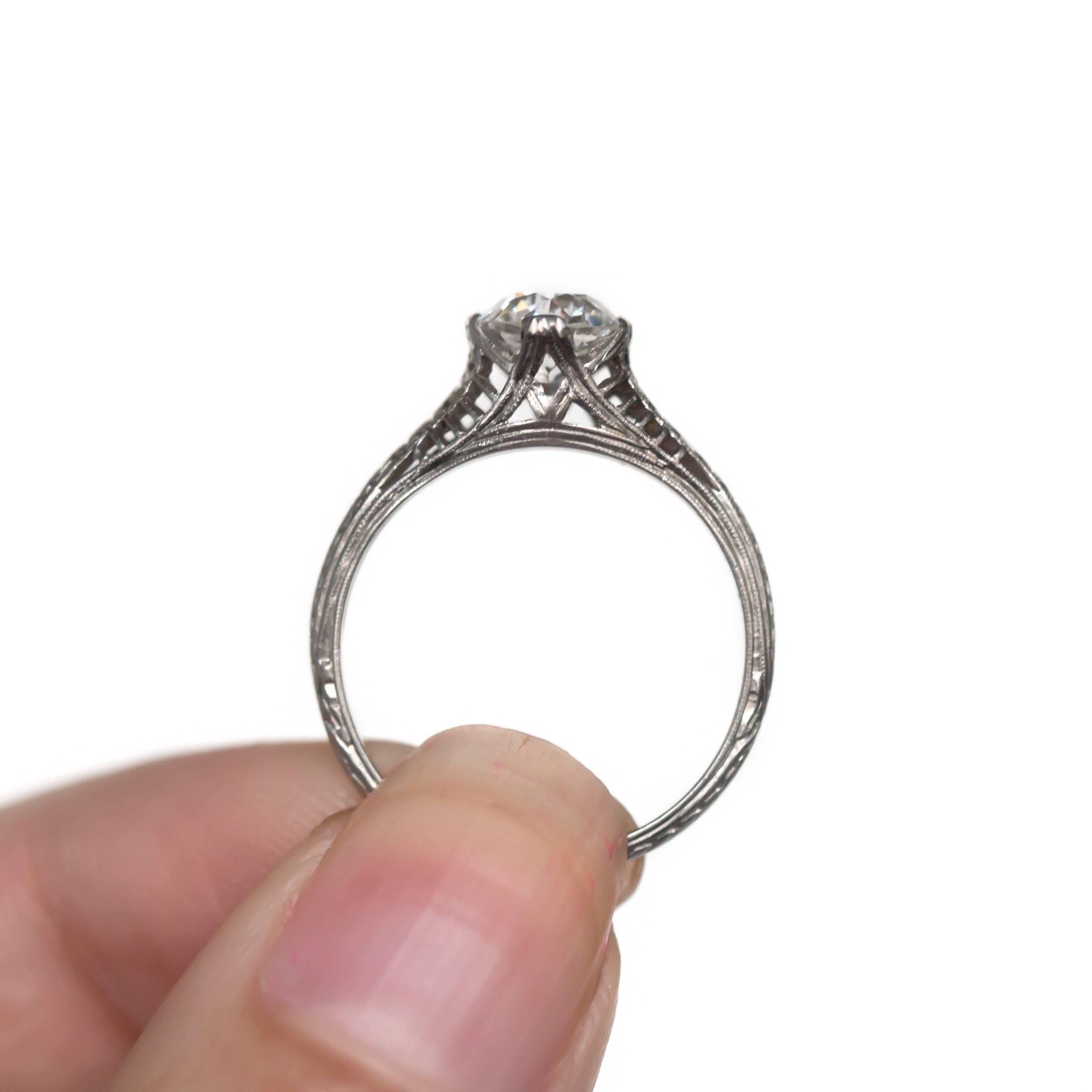 Edwardian GIA Certified 1.08 Carat Diamond Platinum Engagement Ring For Sale