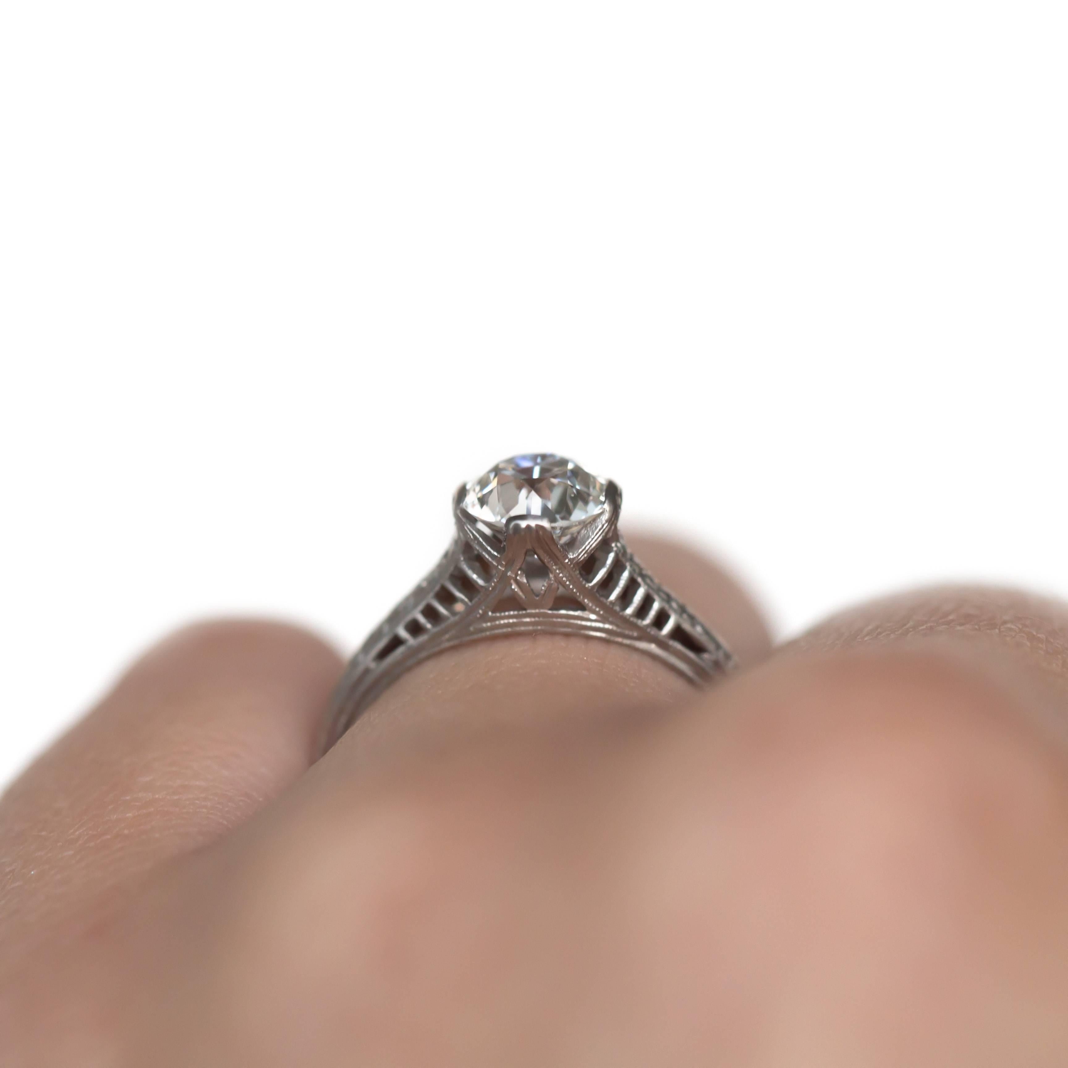 GIA Certified 1.08 Carat Diamond Platinum Engagement Ring For Sale 1