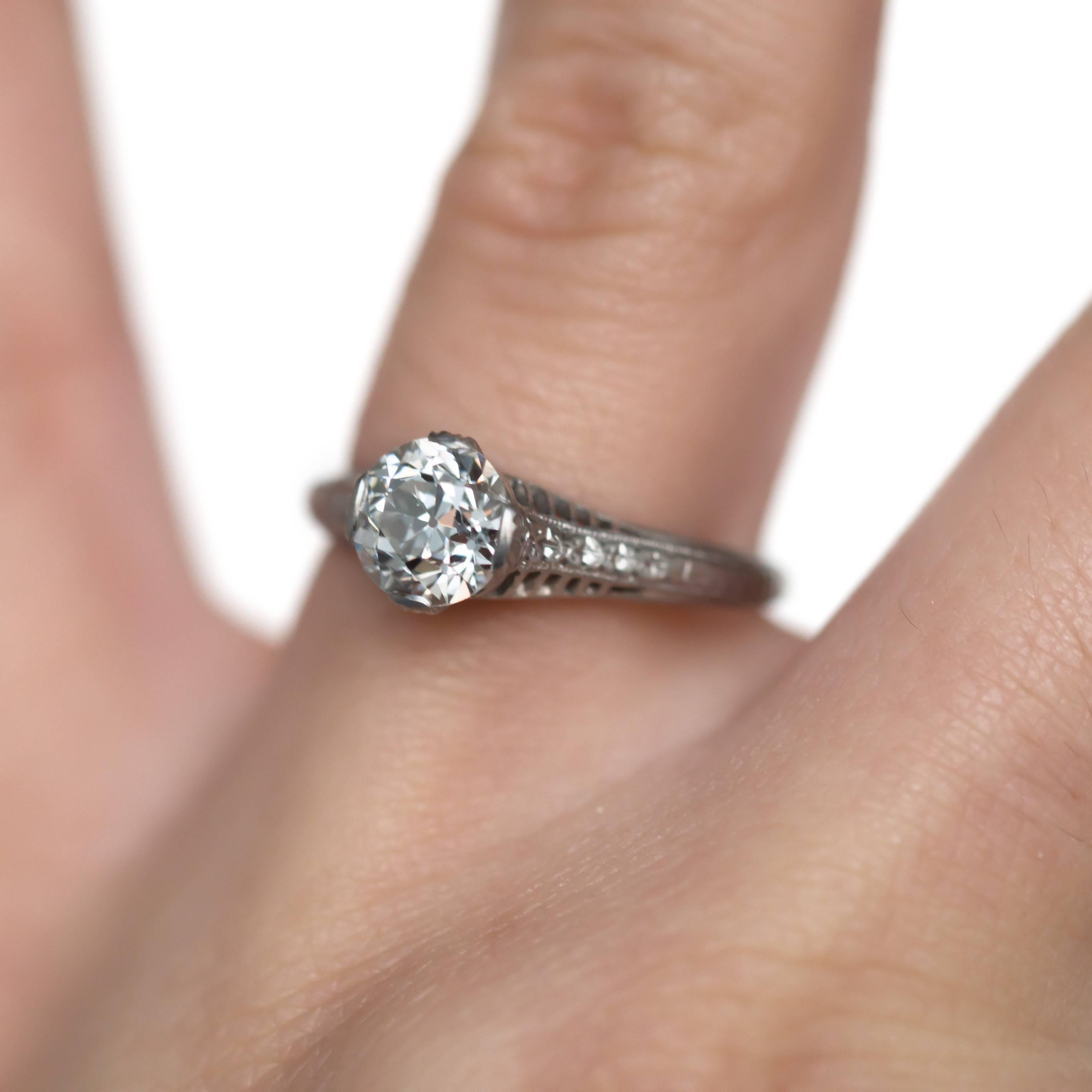 Women's GIA Certified 1.08 Carat Diamond Platinum Engagement Ring For Sale