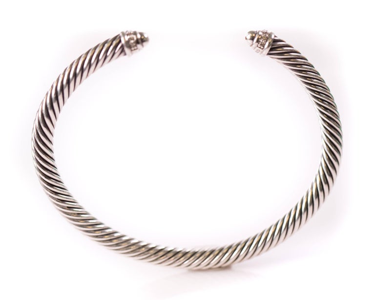 David Yurman Cable Classic Sterling Silver Bracelet with Diamonds at ...