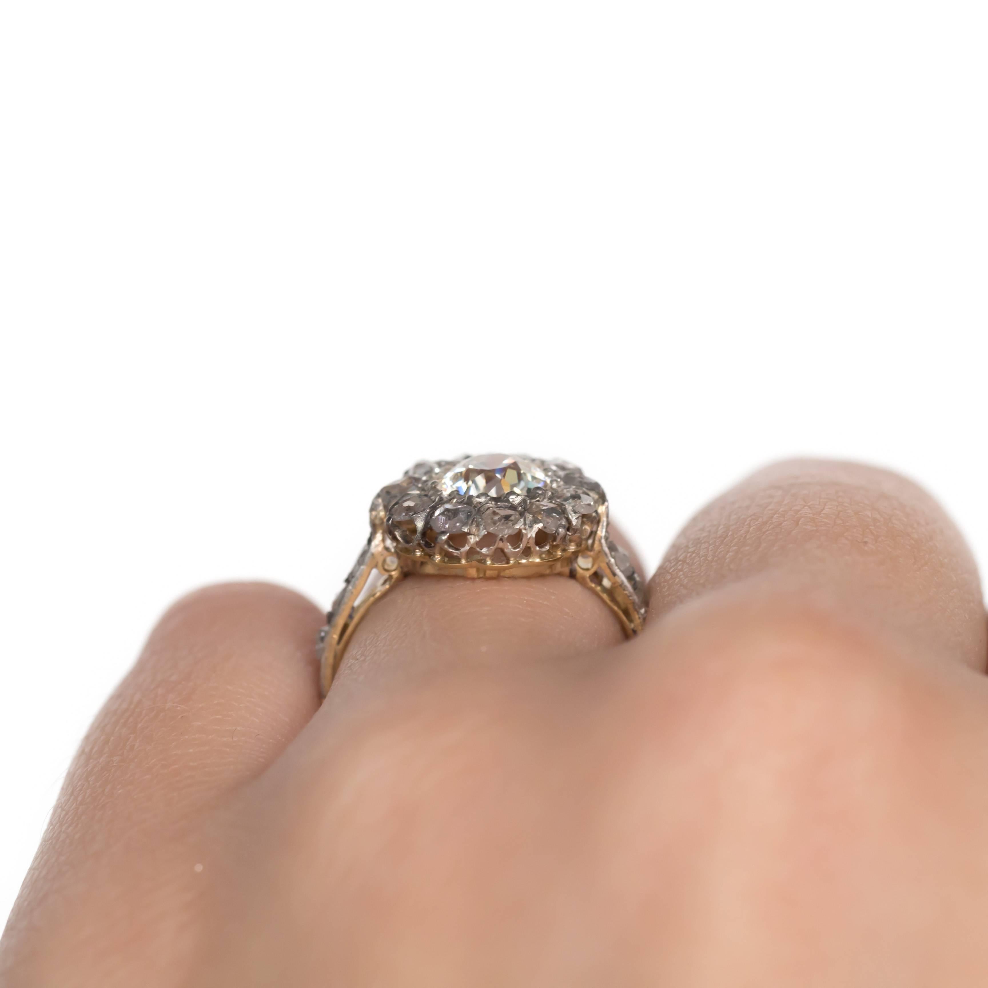 Women's 1.00 Carat Diamond 19 Karat Yellow Gold and Platinum Engagement Ring