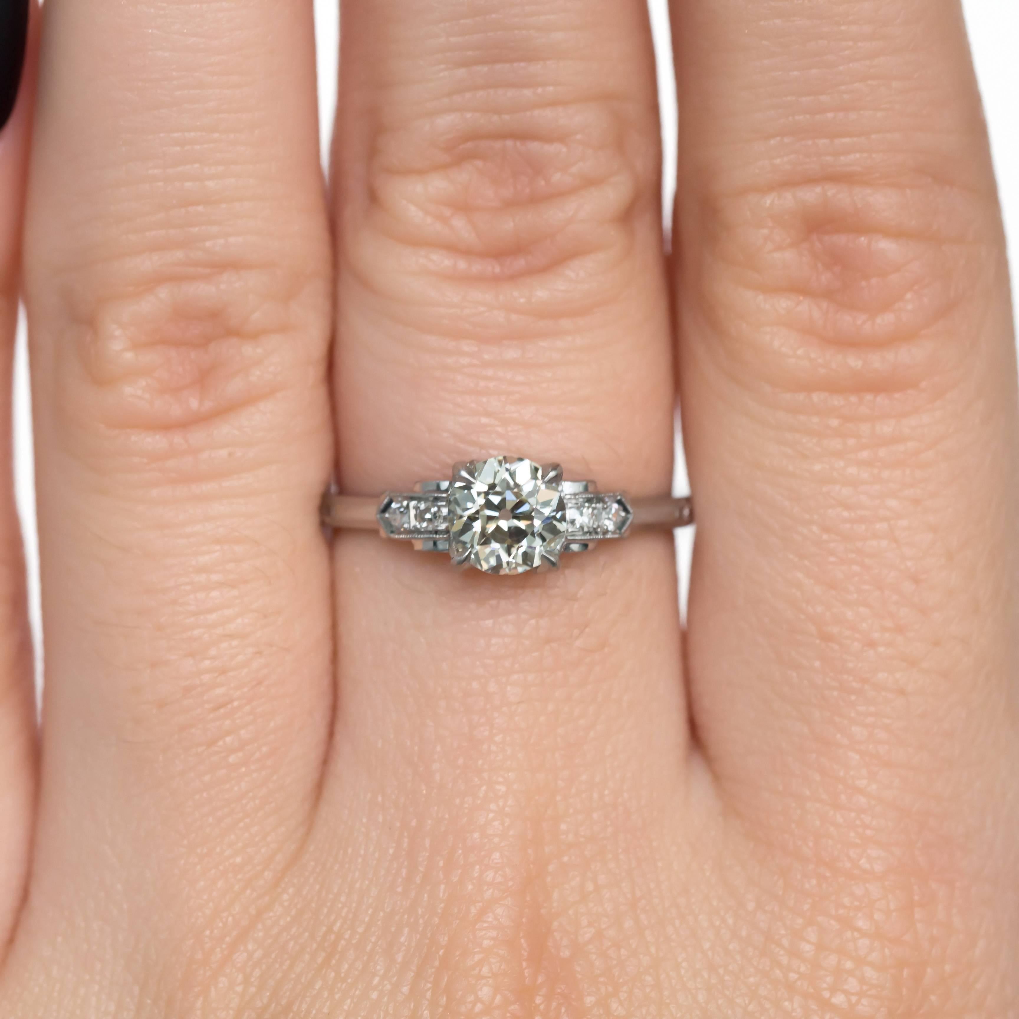 Art Deco .99 Carat Diamond Platinum Engagement Ring For Sale