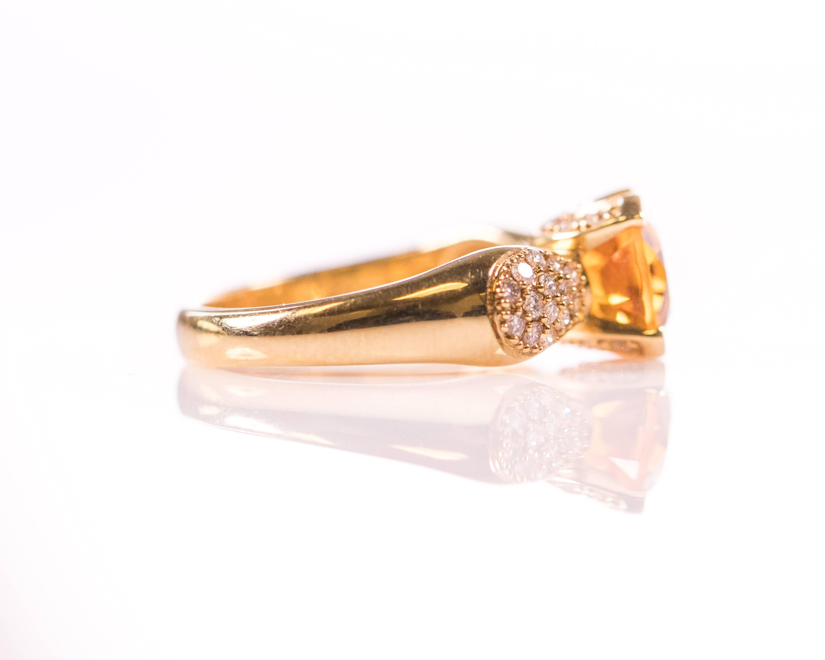 3 Karat Citrin und Diamant 18K Gold Ring im Zustand „Gut“ in Hicksville, NY