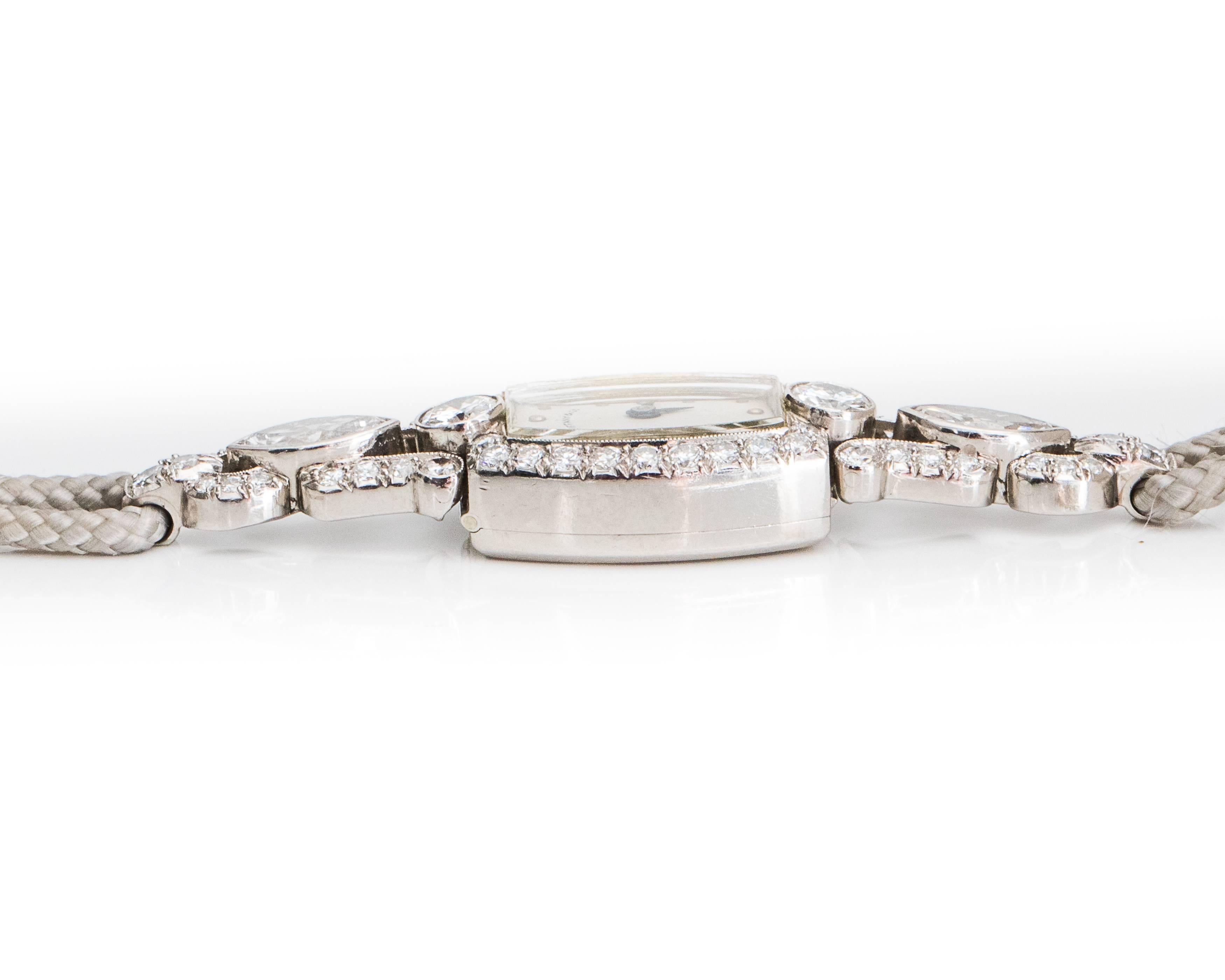 Tiffany & Co. Ladies Platinum Diamond Edwardian Manual Wristwatch In Good Condition In Atlanta, GA