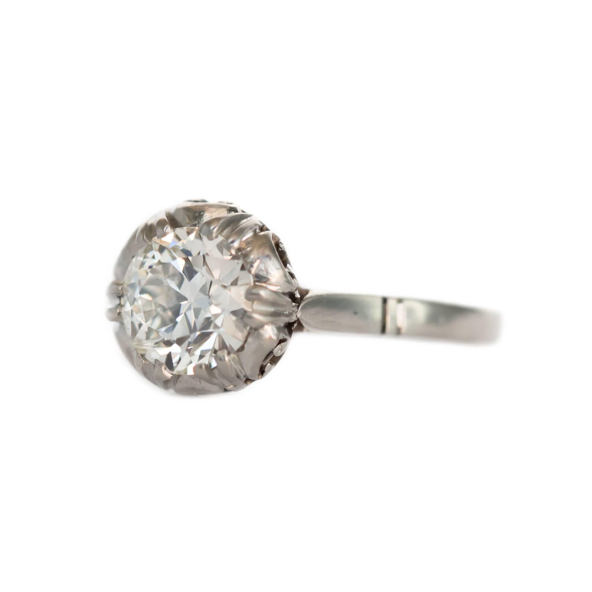 Item Details: 
Ring Size: 5.25
Metal Type: Platinum
Weight: 2.8 grams

Center Diamond Details:
GIA CERTIFIED Center Diamond - Certificate # [ 2185880098 ] 
Shape: Circular Brilliant
Carat Weight: 0.96 carat
Color: J
Clarity: SI1

Finger to Top of