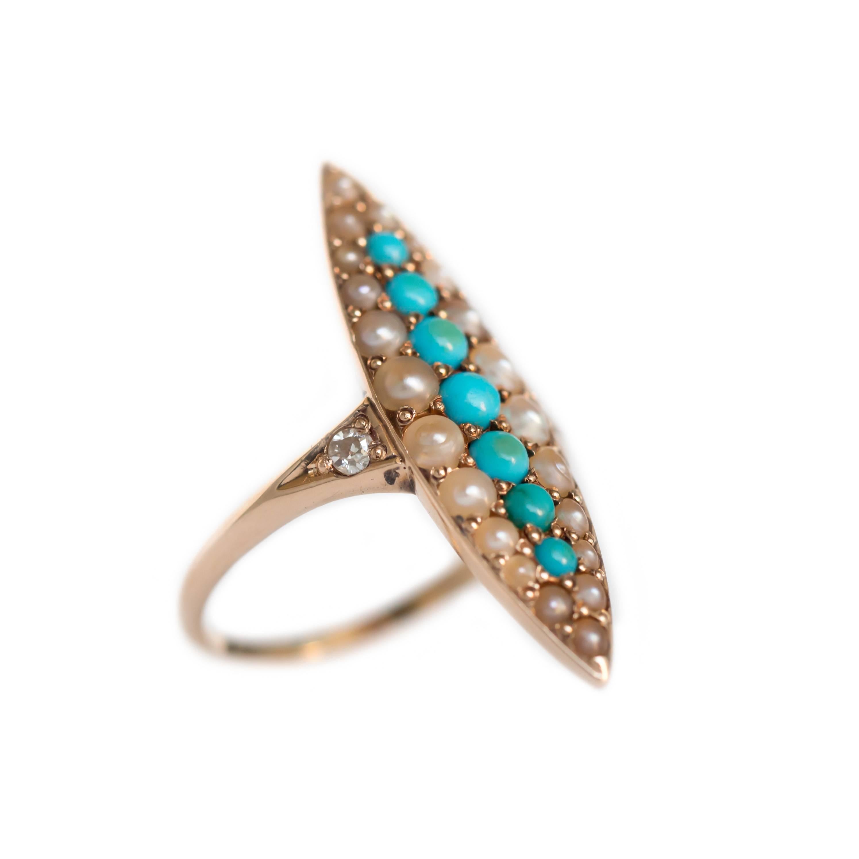 turquoise and pearl ring