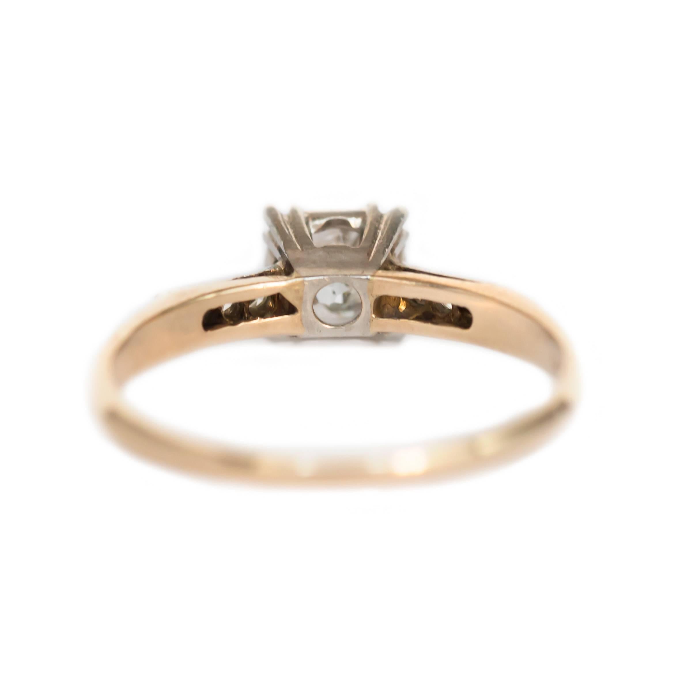 Edwardian GIA Certified 0.58 Carat Diamond Yellow Gold Engagement Ring For Sale