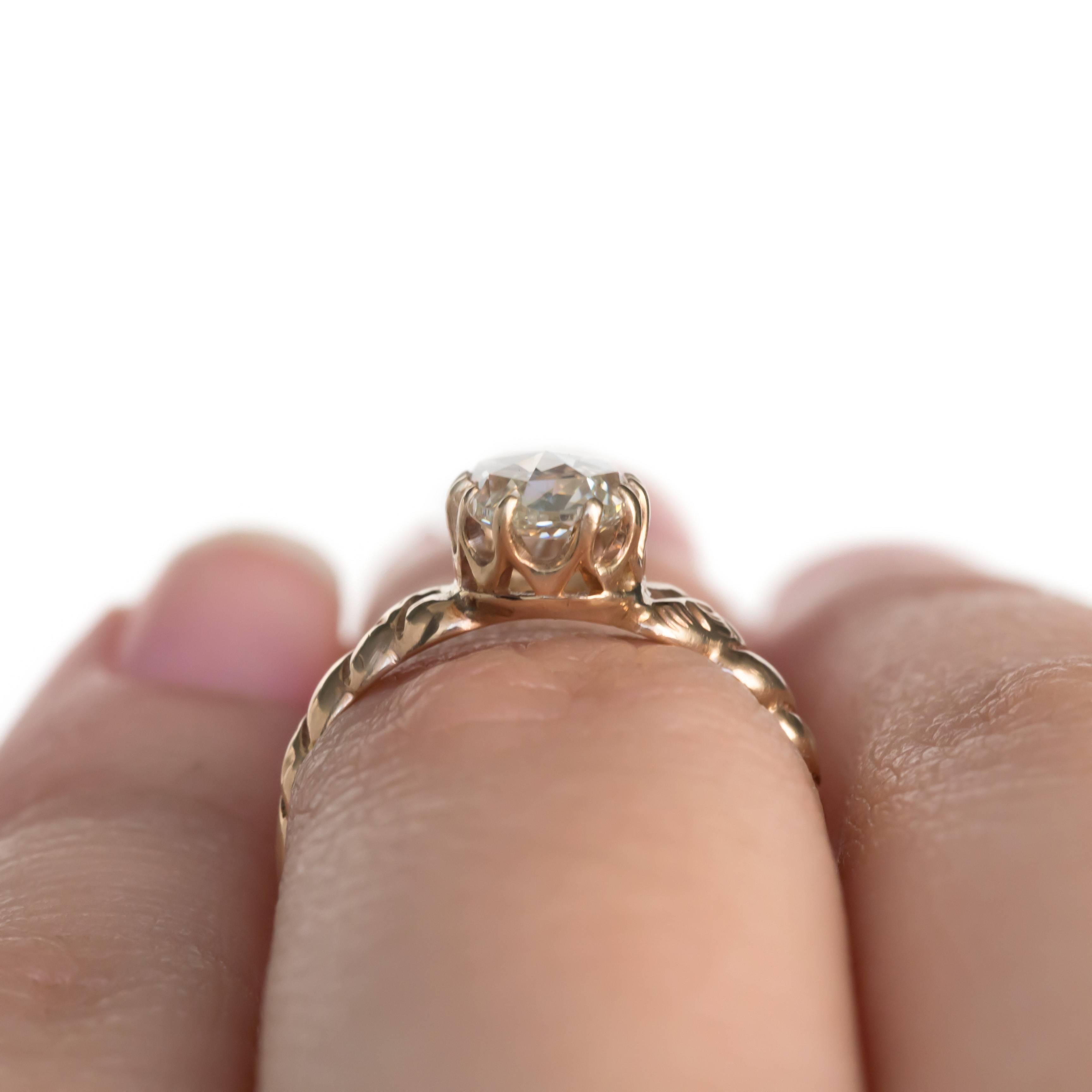 1.00 Carat Diamond Yellow Gold Diamond Engagement Ring For Sale 3