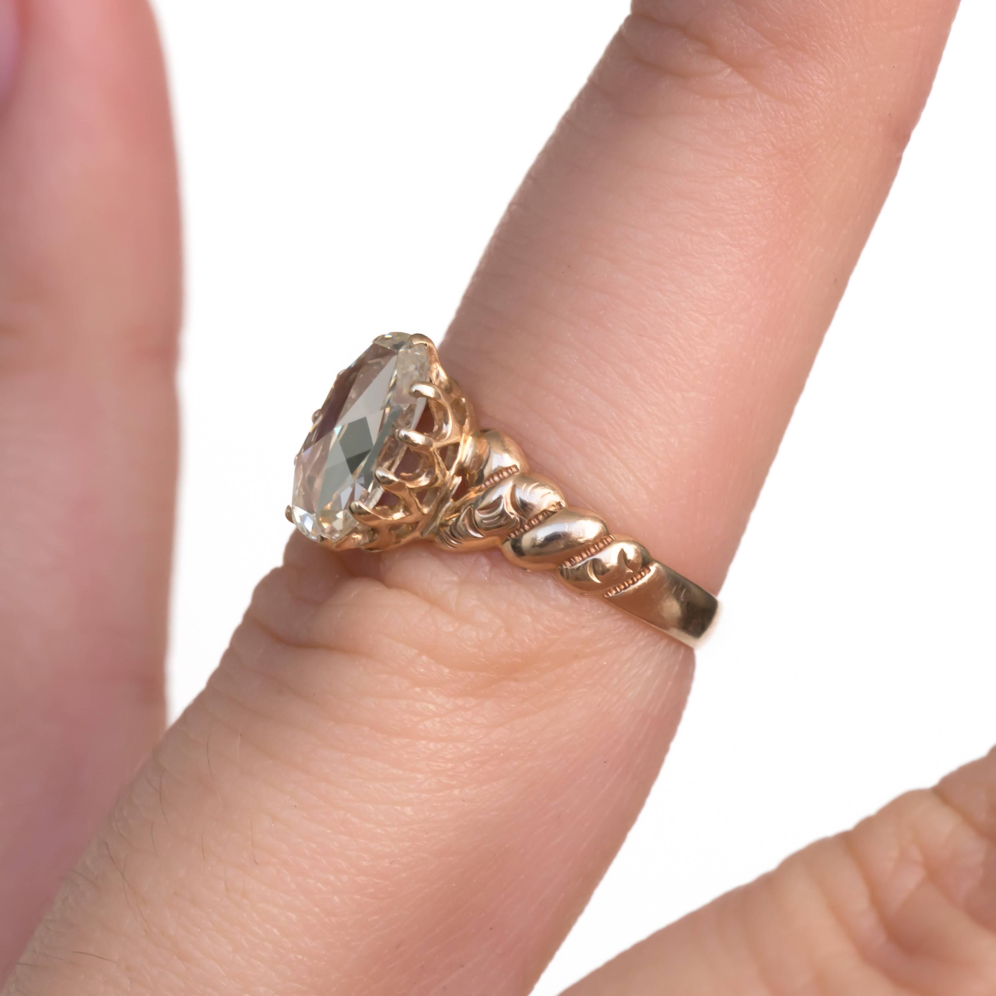 1.00 Carat Diamond Yellow Gold Diamond Engagement Ring For Sale 2