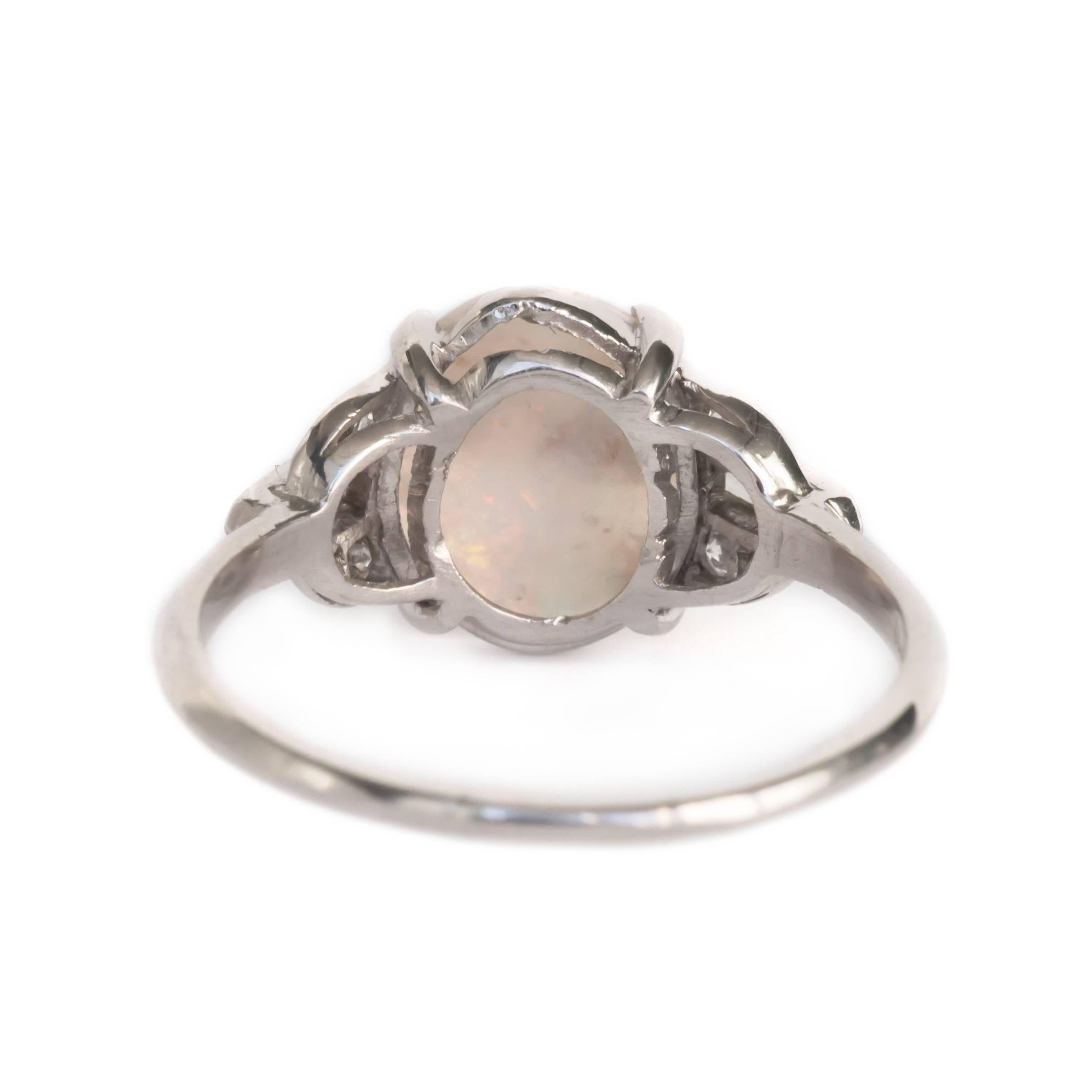 1.50 Carat Opal Platinum Engagement Ring In Excellent Condition In Atlanta, GA