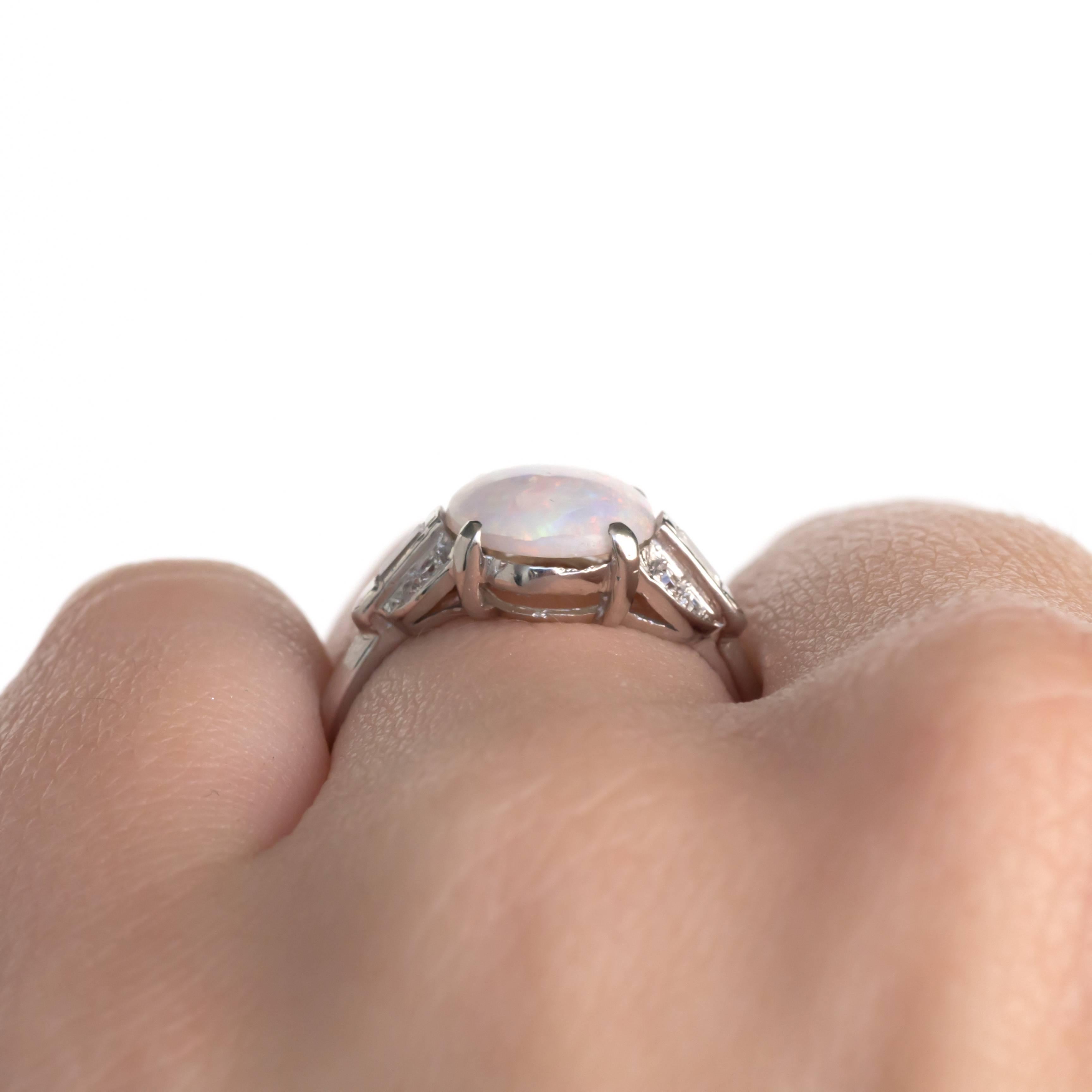 1.50 Carat Opal Platinum Engagement Ring 3
