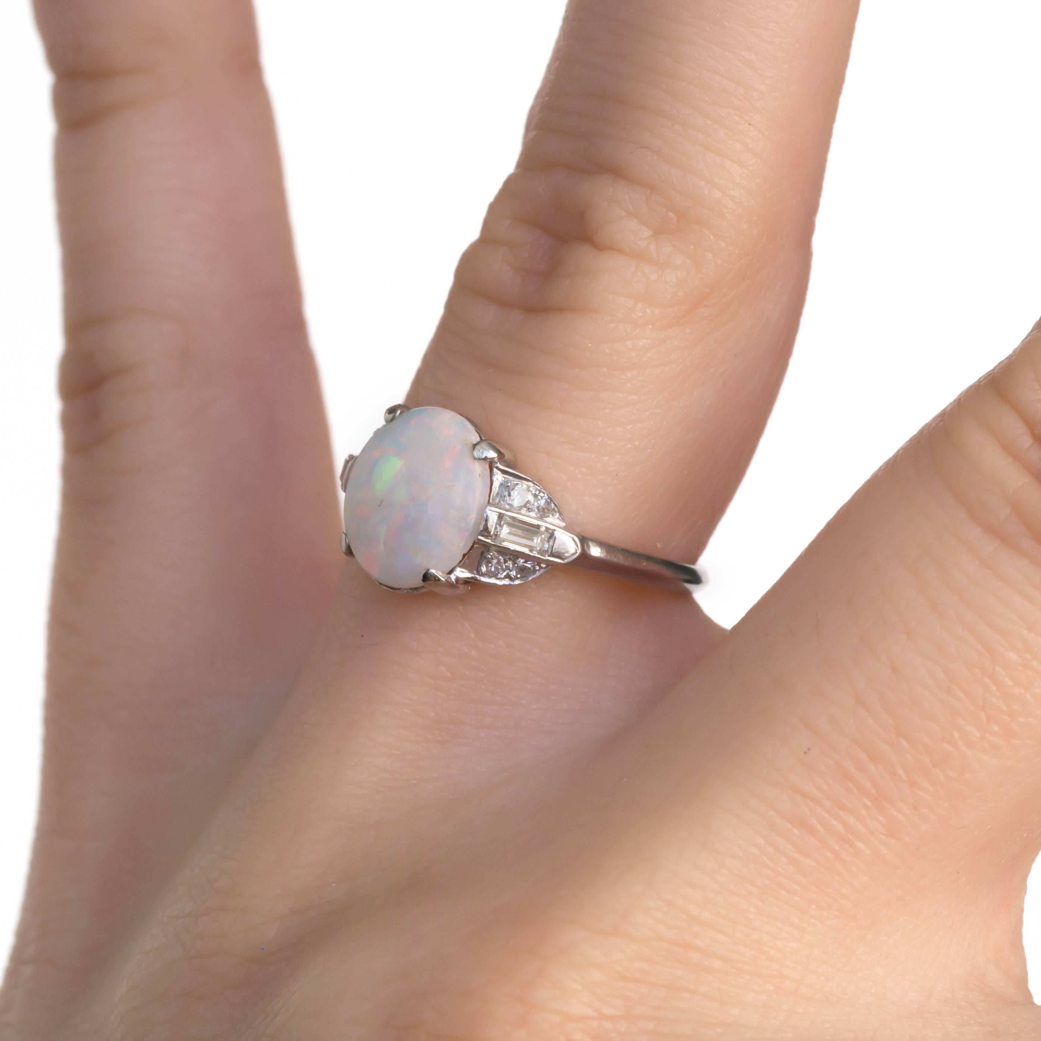 1.50 Carat Opal Platinum Engagement Ring 2