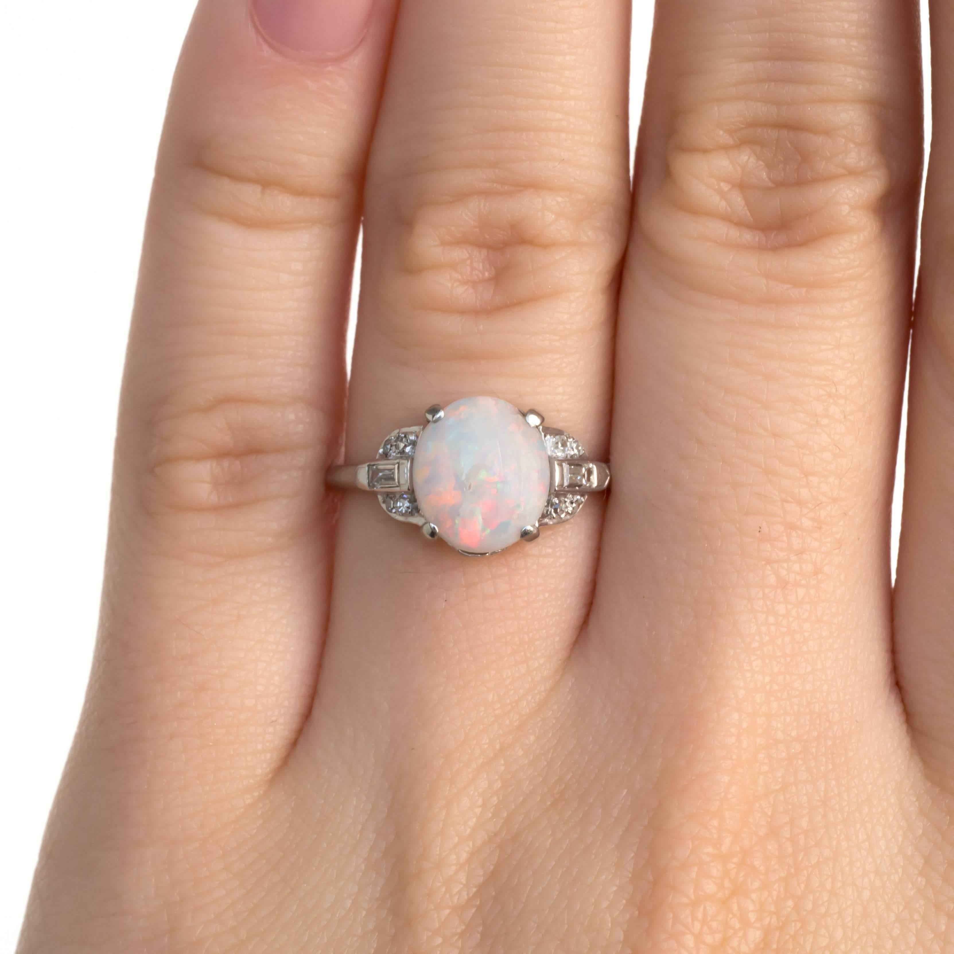 1.50 Carat Opal Platinum Engagement Ring 1