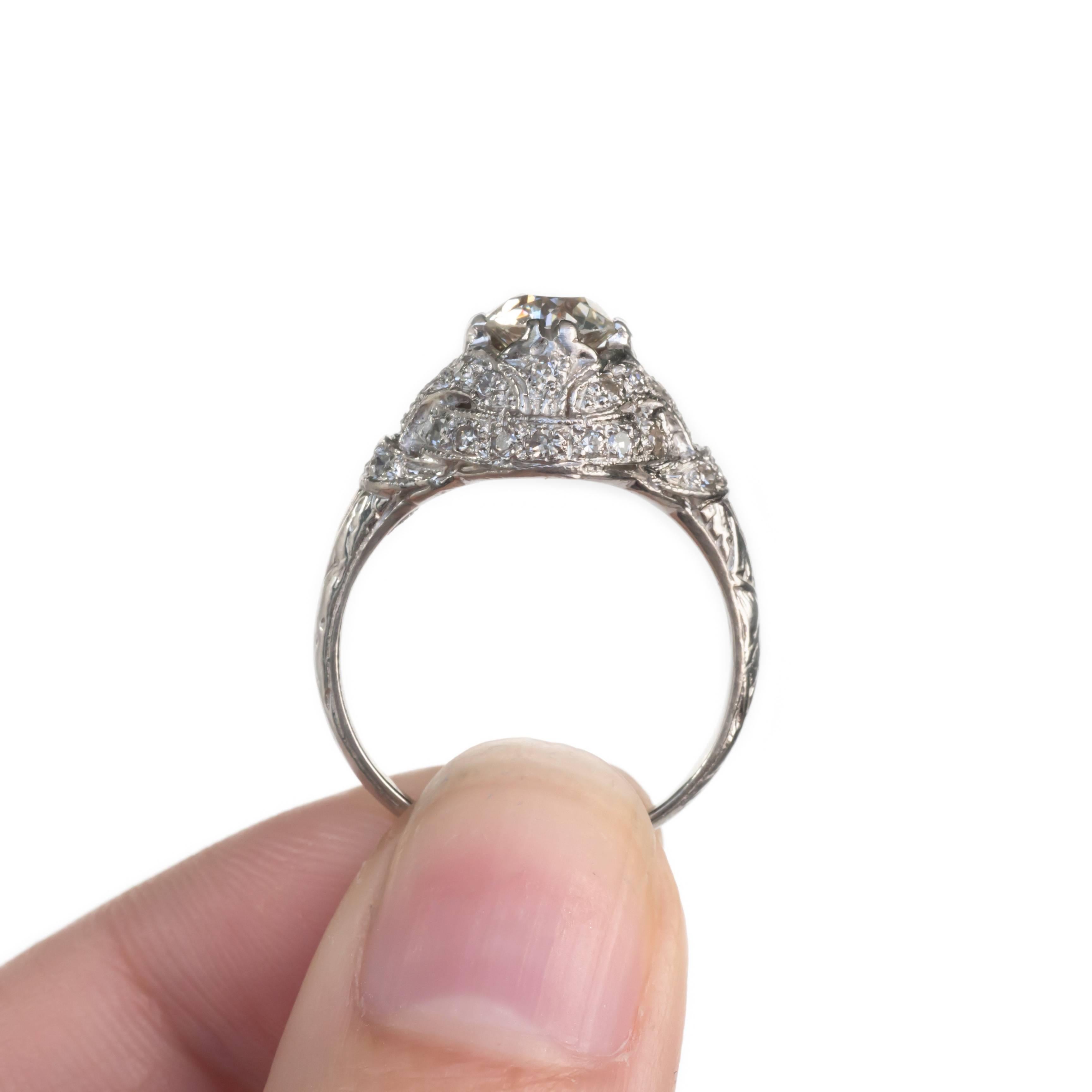 Edwardian GIA Certified 0.97 Carat Diamond Platinum Engagement Ring
