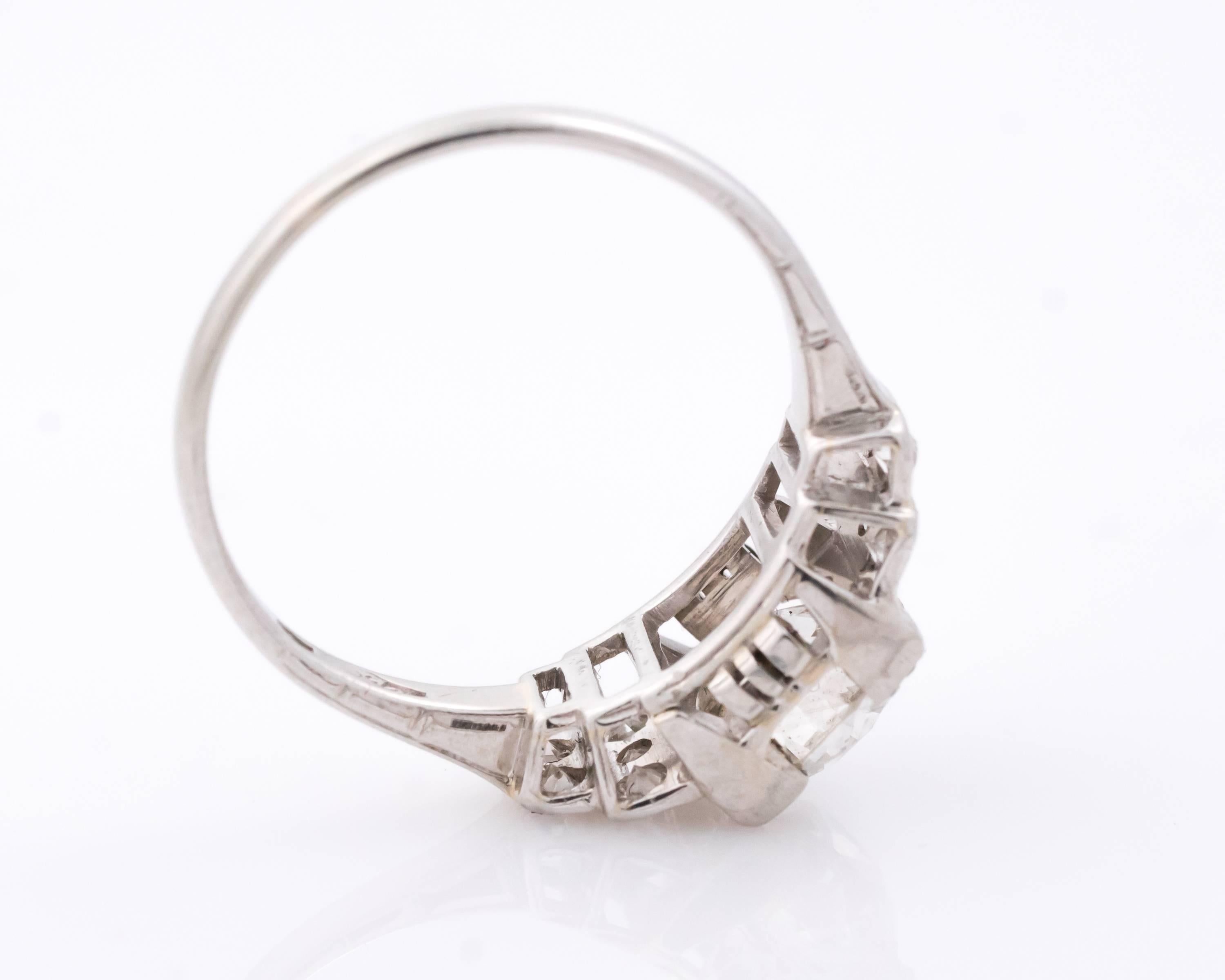 Women's 1930s 1.20 Carat Old European Diamond 18 Karat White Gold Engagement Ring