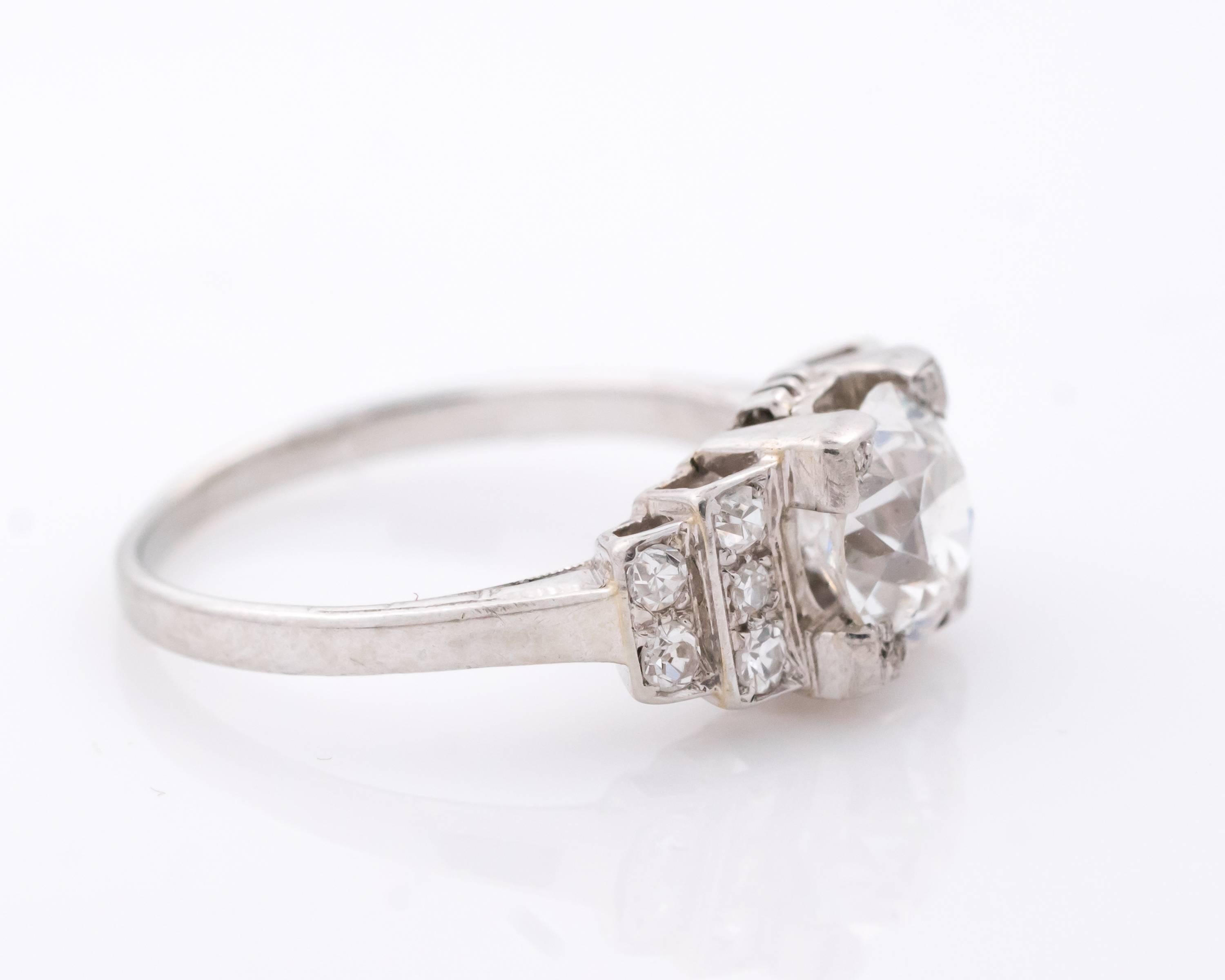 1930s 1.20 Carat Old European Diamond 18 Karat White Gold Engagement Ring In Good Condition In Atlanta, GA
