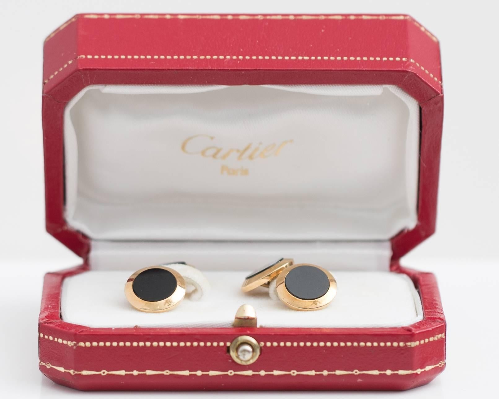 Men's 1950s Cartier 18 Karat Yellow Gold Cufflinks