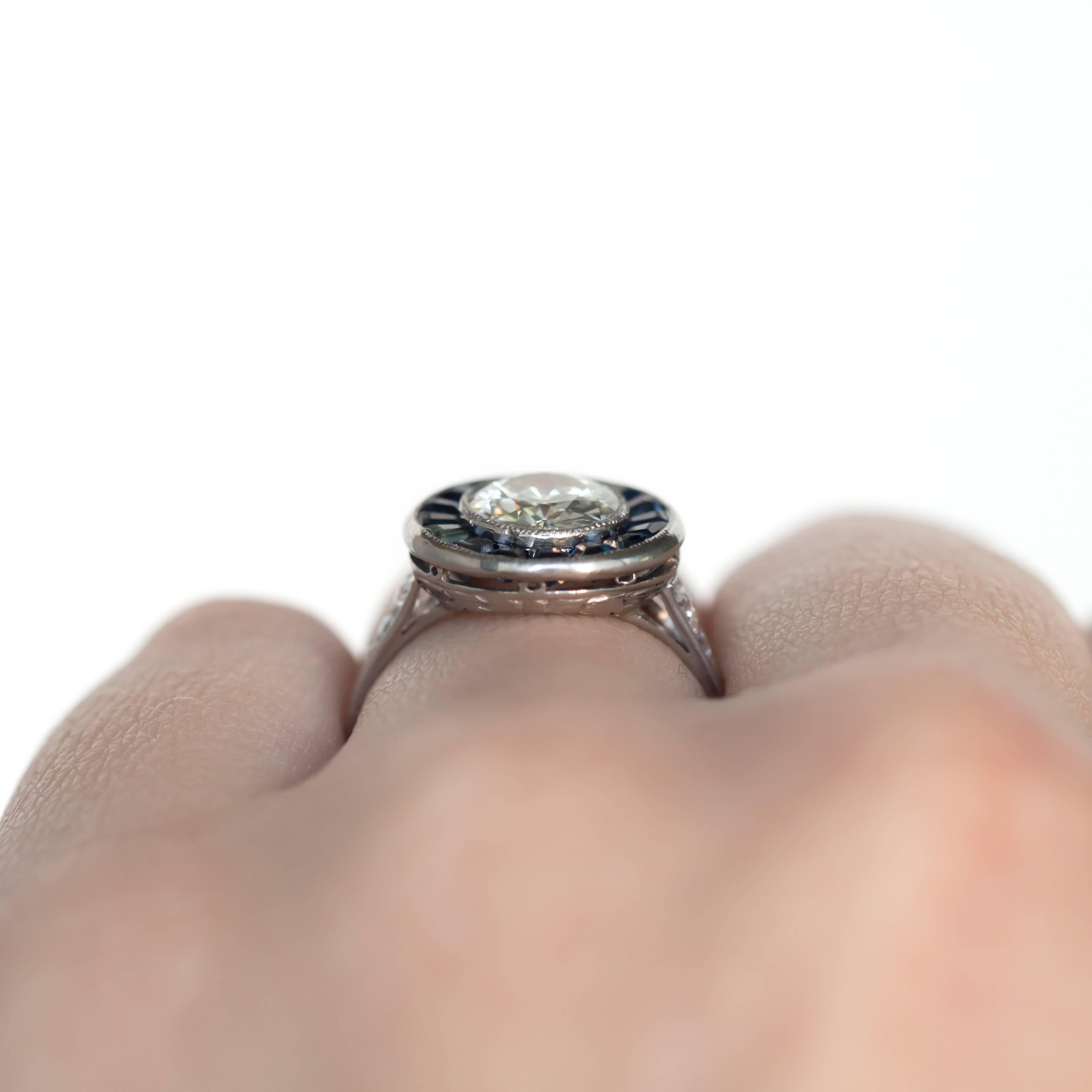 1.25 Carat Diamond and Sapphire Platinum Engagement Ring 3