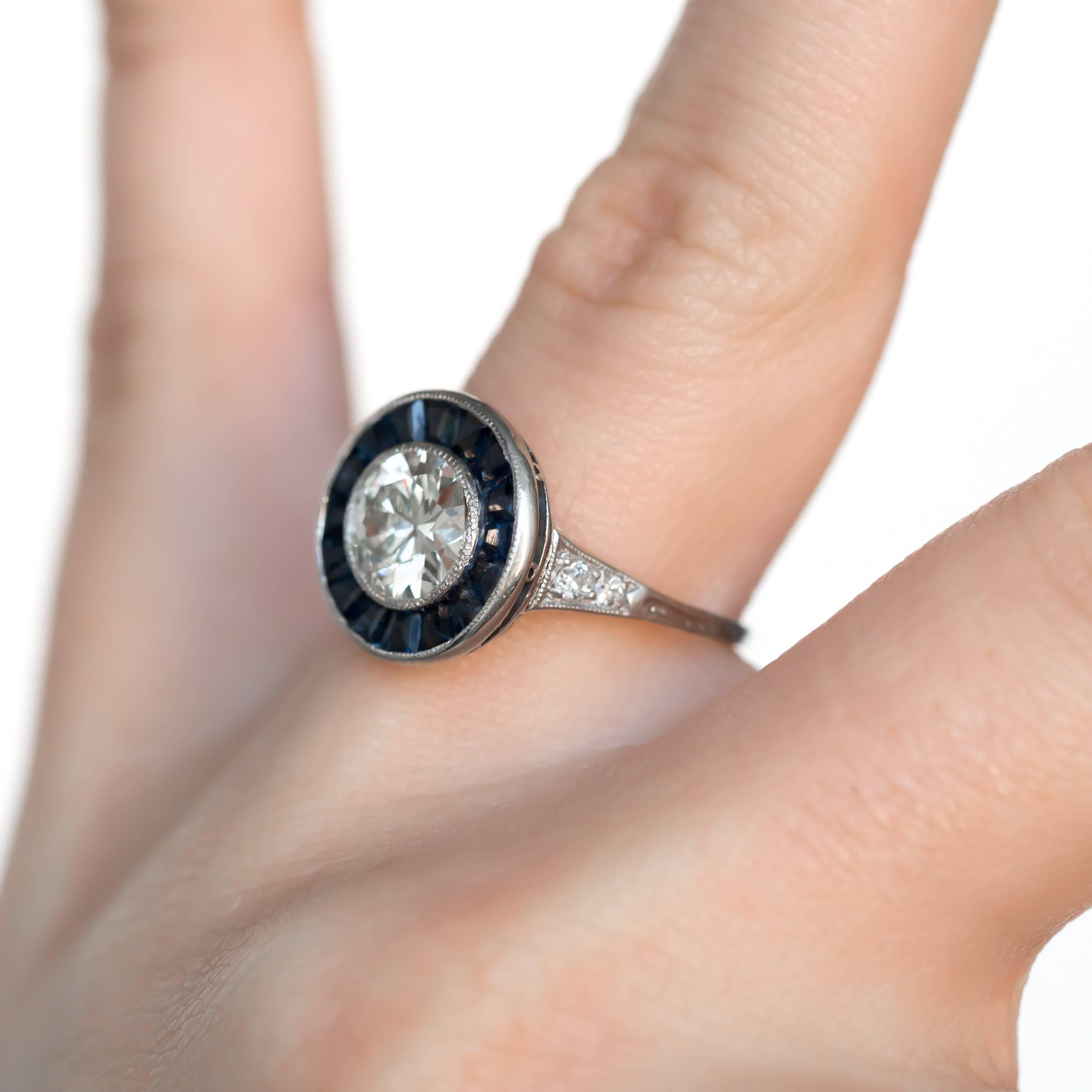 1.25 Carat Diamond and Sapphire Platinum Engagement Ring 2