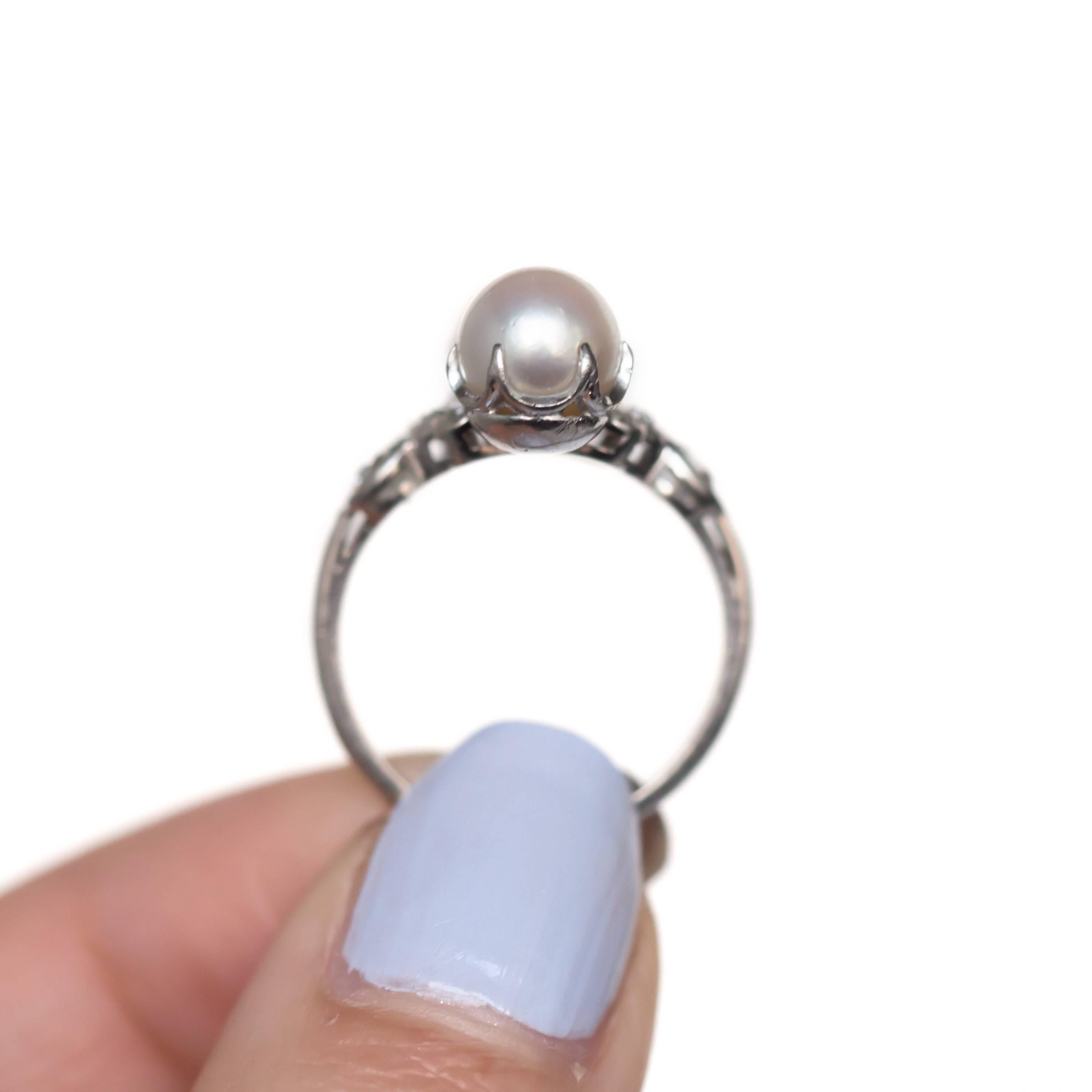 GIA Certified 1.17 Carat Diamond and Pearl Platinum Engagement Ring In Excellent Condition In Atlanta, GA