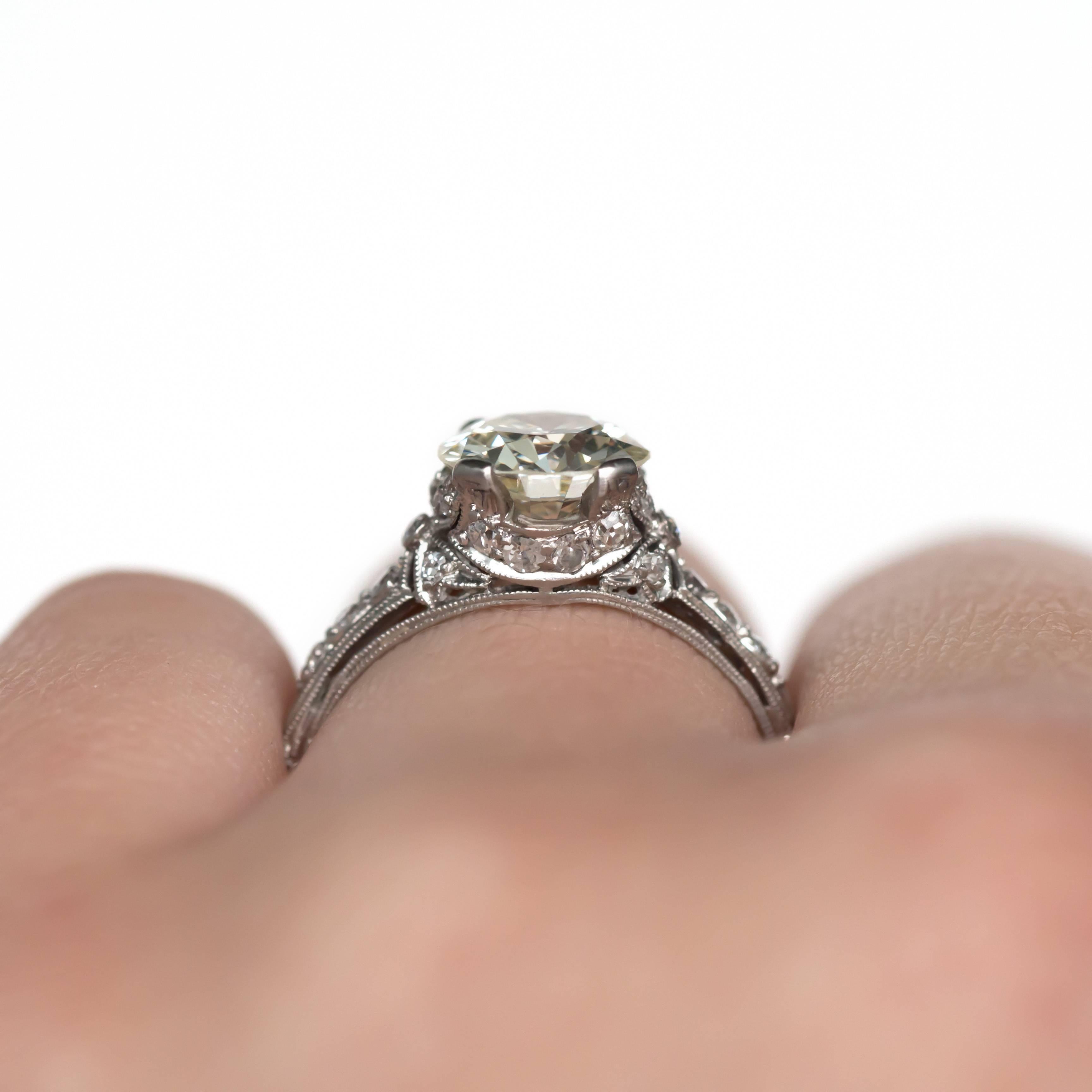 Women's 1.58 Carat Diamond Platinum Engagement Ring For Sale