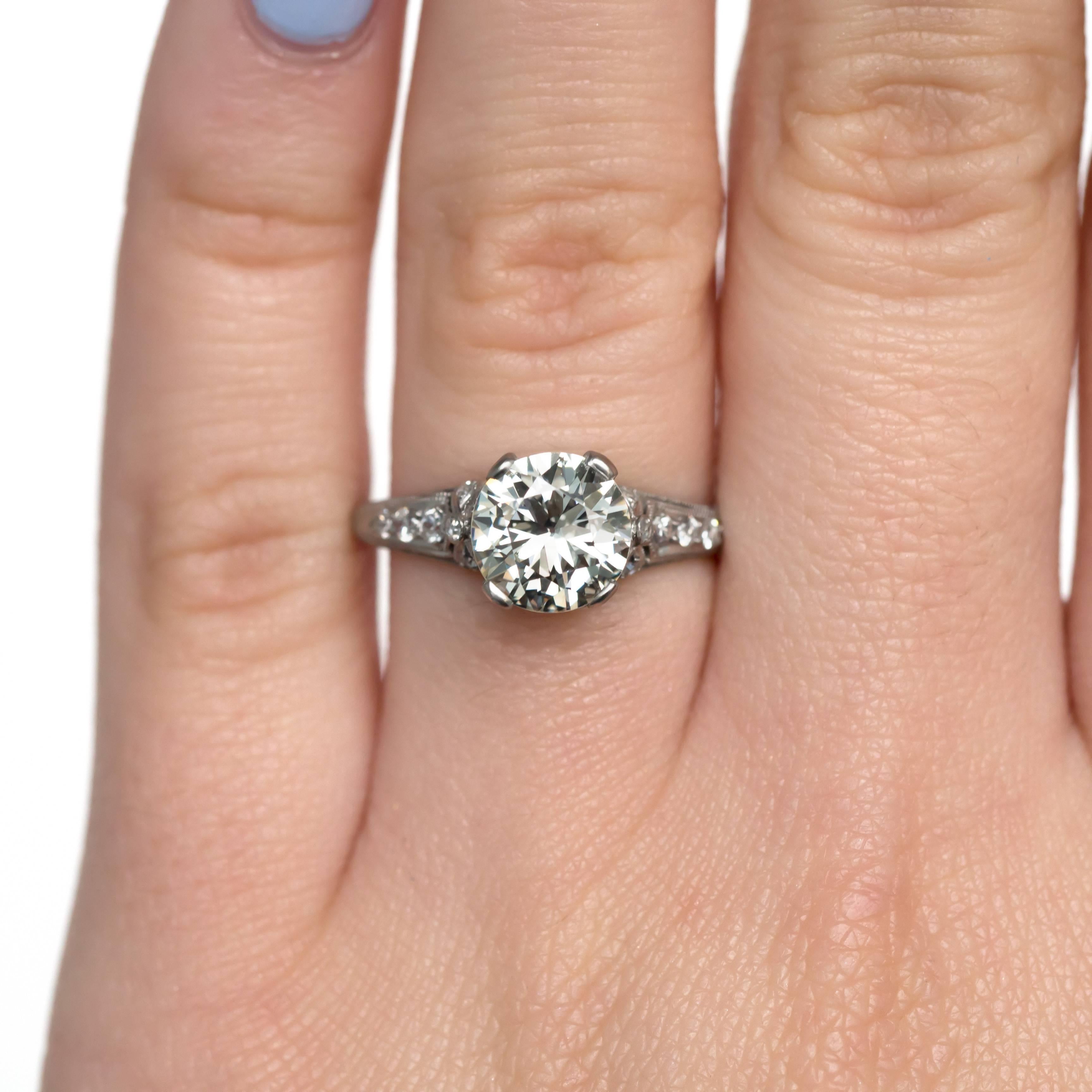 Art Deco 1.58 Carat Diamond Platinum Engagement Ring For Sale