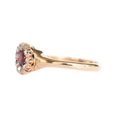 Garnet and Diamond Yellow Gold Engagement Ring