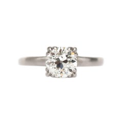 Vintage 1.31 Carat Diamond Platinum Engagement Ring