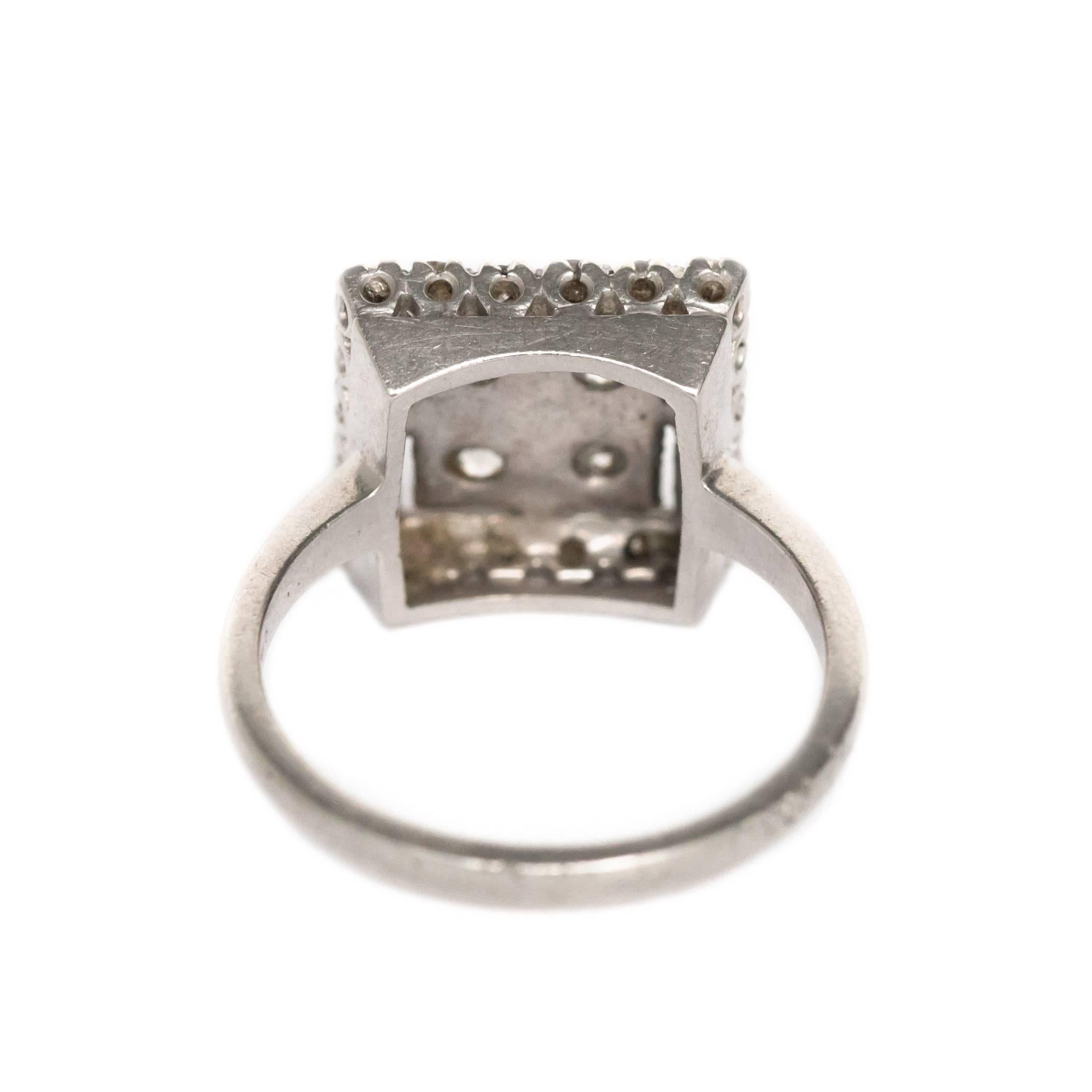 Art Deco .50 Carat, Total Weight Diamond Platinum Engagement Ring For Sale