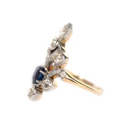 AGL Certified Sapphire and Diamond Yellow Gold and Platinum Cocktail Ring